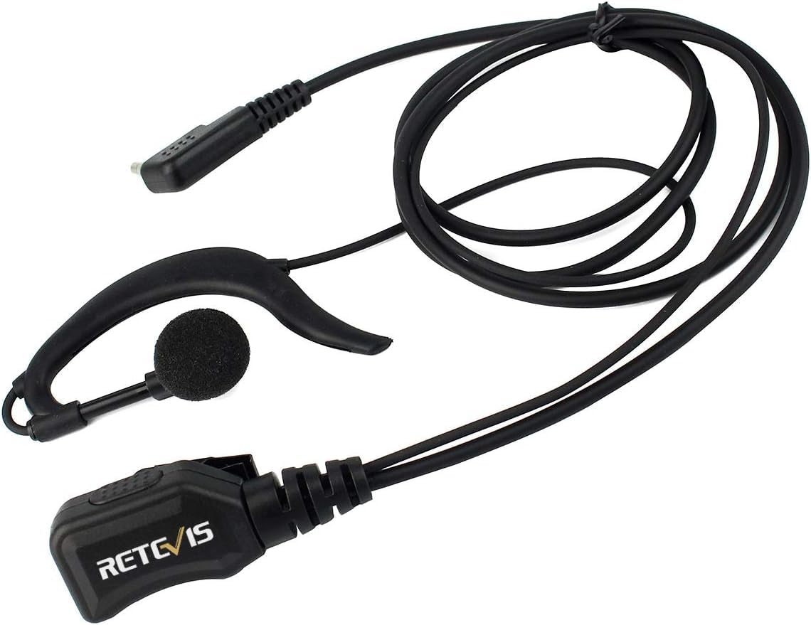 Retevis R111 Walkie Talkie Earpiece - G Type 2 Pin Earphone with Volume Control, Compatible with RT24 RT27 RT22 RT21 RT7 Baofeng BF-888s Sunreal Kenwood TYT OCDAY Radios (10 Pack) - Ideal for Security, Construction, Warehouse & Outdoor Communication