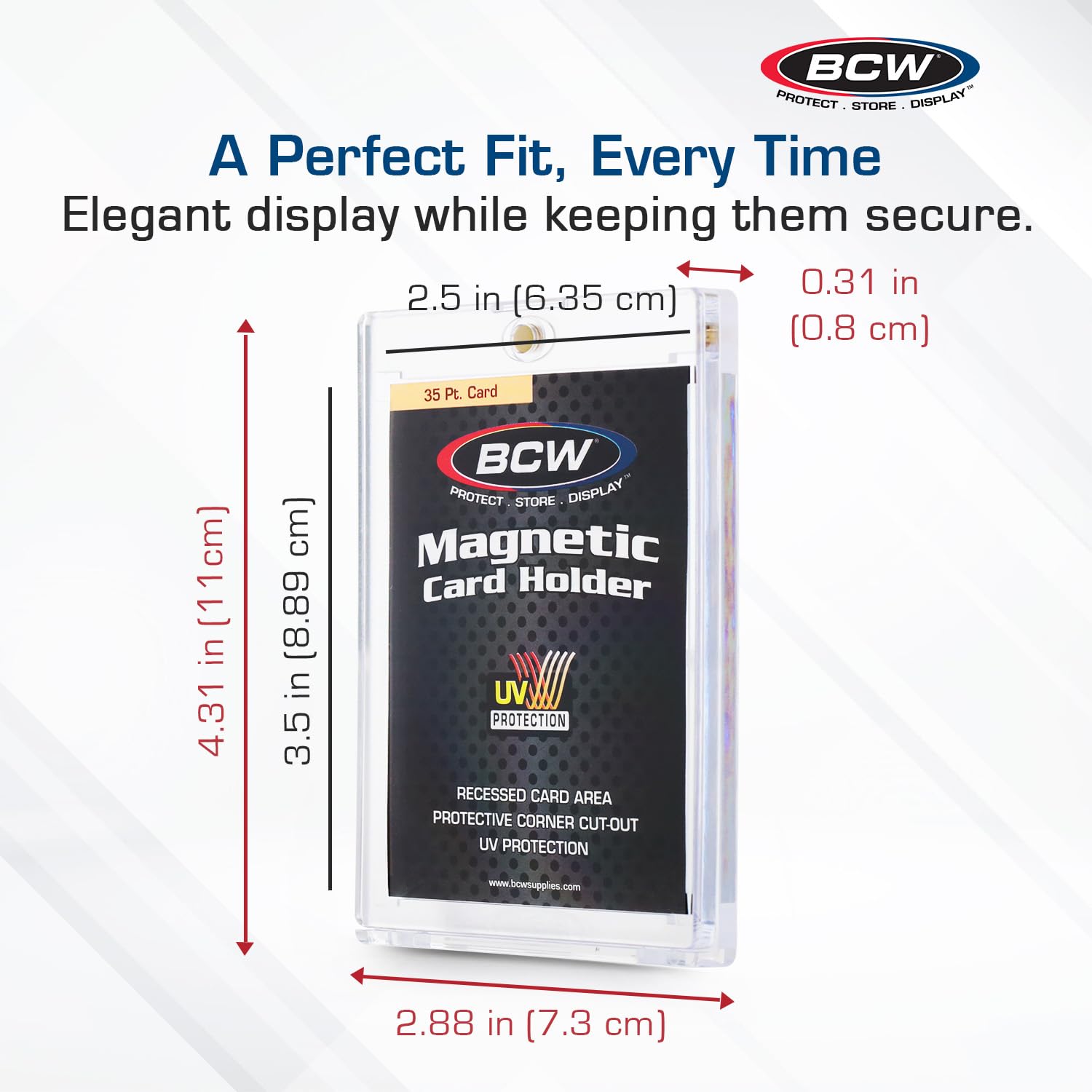 BCW CW 35 PT Magnetic Card Holder - 60 Count | 2-Piece Trading Card Protector with Gold Magnetic Closure | Durable Recessed Arrowhead Corner Design | Perfect for Pokemon, MTG, and Sports Card Storage & Display