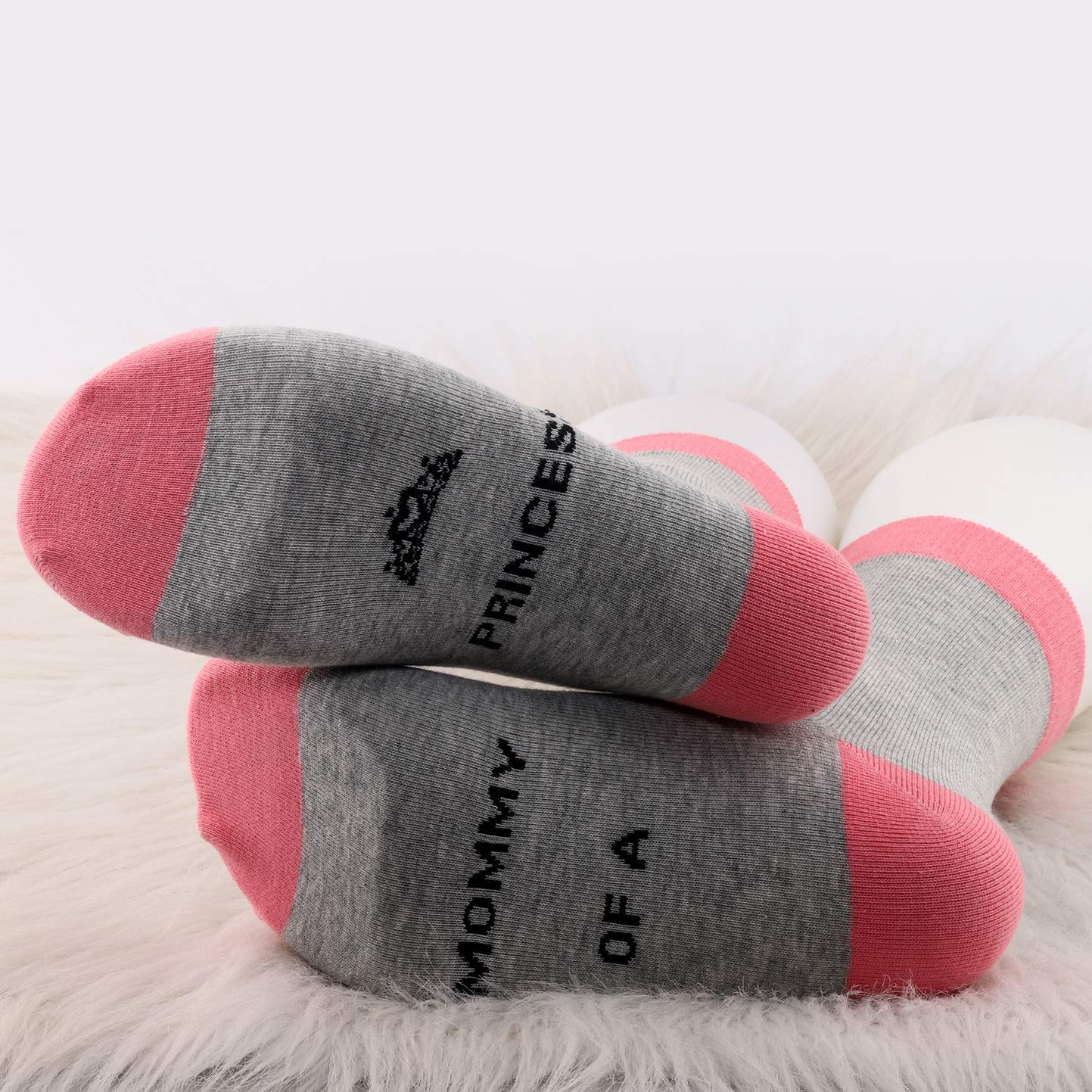 MBMSO Mother and Daughter Matching Socks - Mommy of a Princess & Daughter of a Queen - Cute Family Socks for Mother's Day, Birthday Gifts & Matching Outfits
