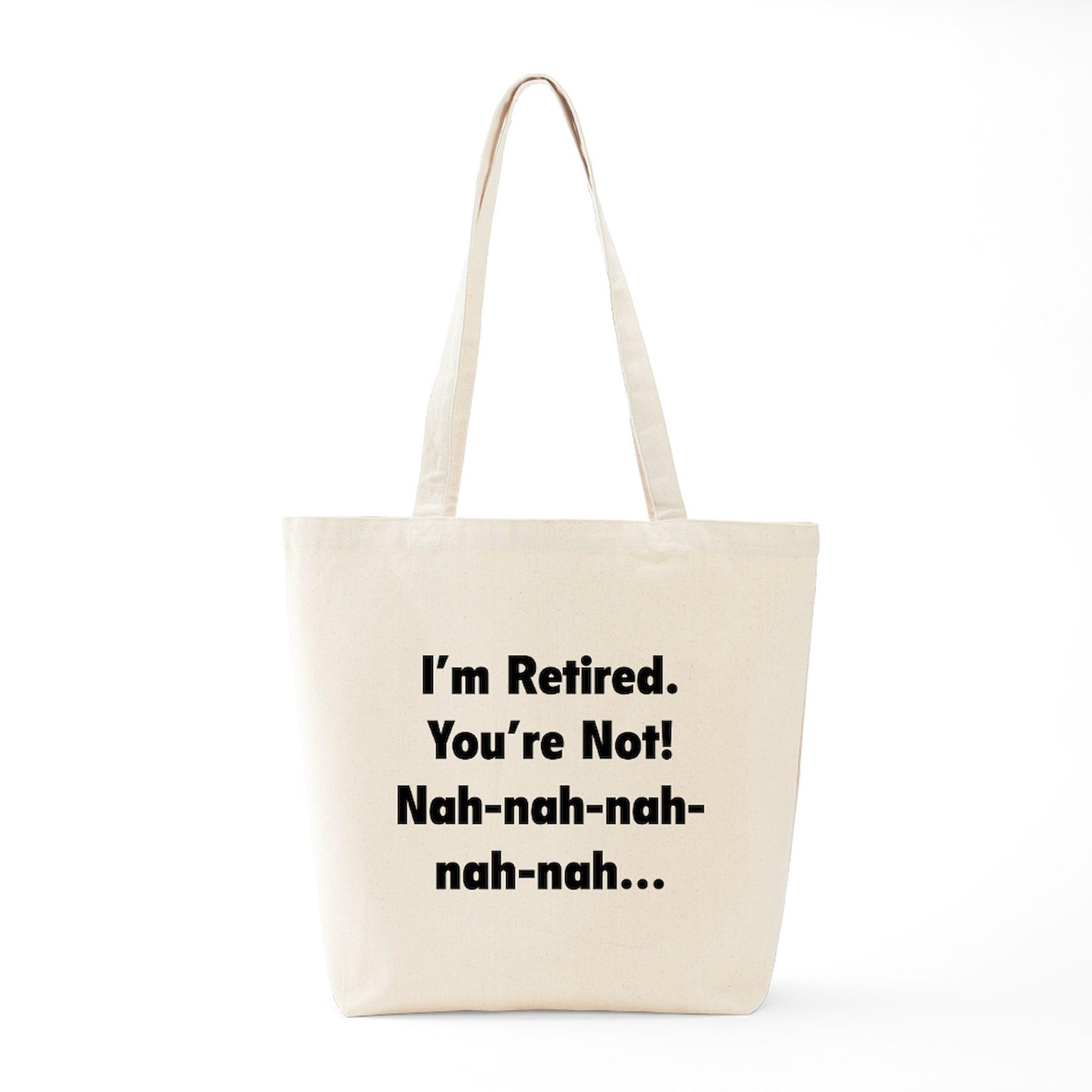 Retired Tote Bag - Natural Canvas Reusable Shopping Bag for Groceries & Beach | Funny Retirement Gift for Men & Women | Eco-Friendly Cotton Tote