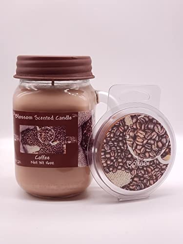 16oz Coffee Scented Candle & Wax Melts - Aromatic Soy Wax for Home, Office Relaxation & Gift Giving