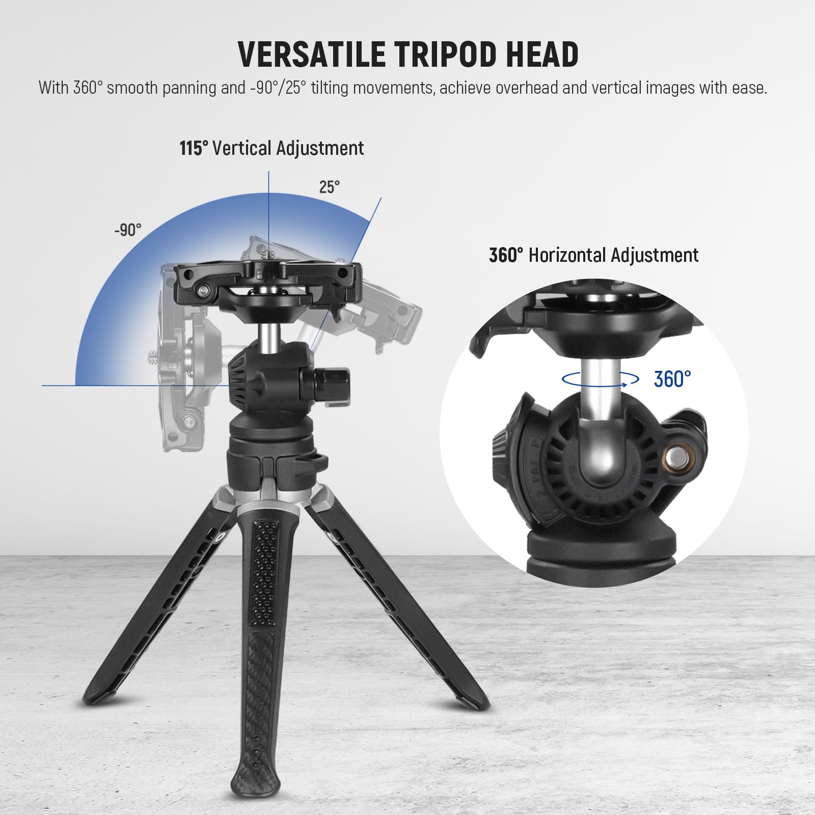 NEEWER TS006 Mini Desktop Tripod Stand - Compact Lightweight Aluminum Alloy Camera Tripod for DSLR Cameras, Smartphones, Webcams, and Vlogging - Perfect for Home Office, YouTube Streaming, Travel Photography & Video Shooting