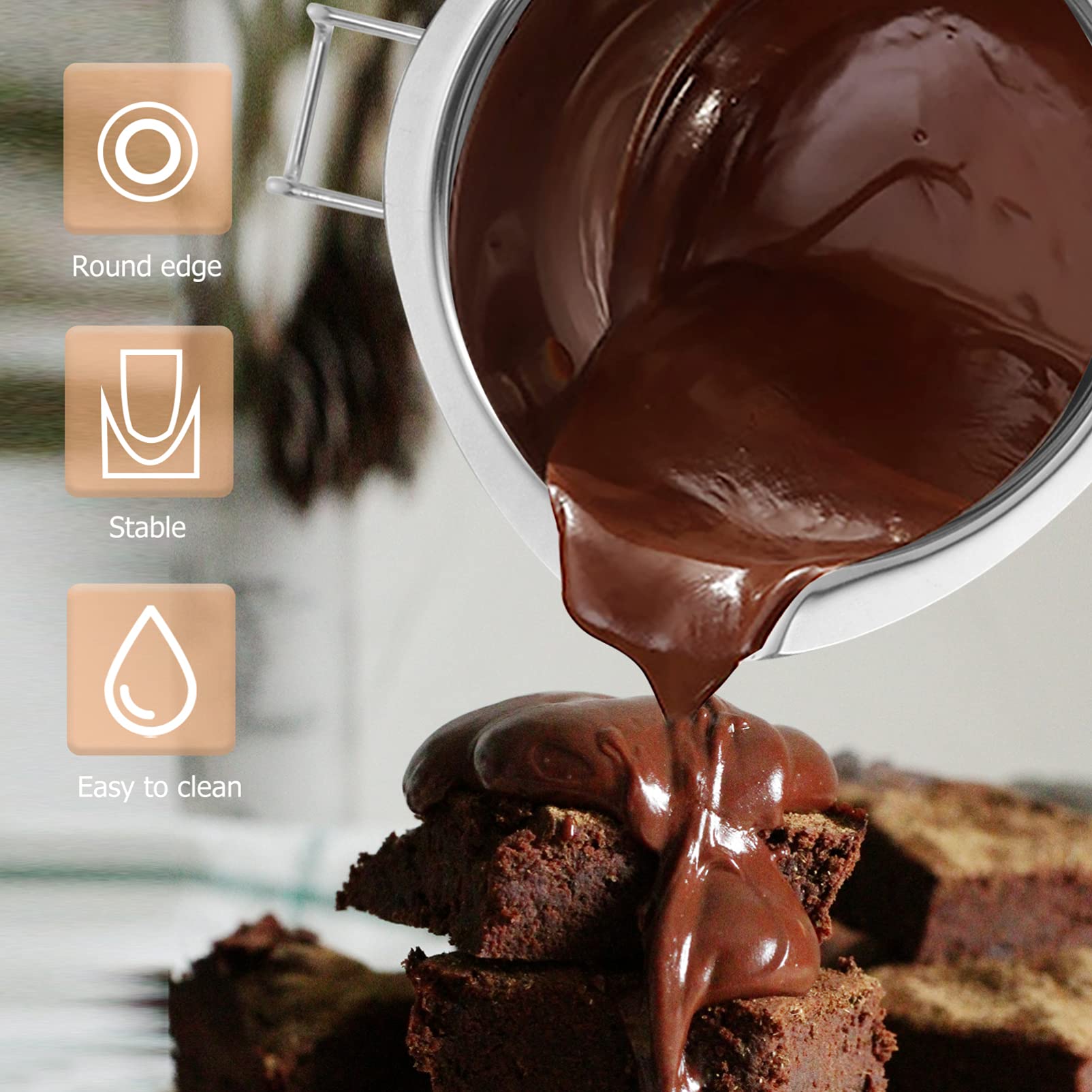 DOITOOL Stainless Steel Chocolate Melting Pot Set - Double Boiler for Candy, Cheese & Milk - Ideal for Baking, BBQ, Fondue & Candy Making - Waterproof & Durable Design