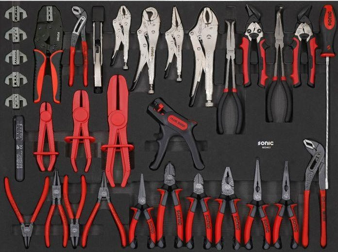 34-Piece Sonic Foam System Pliers & Cutting Tool Set (29 XD) - Professional Automotive & Home Repair Kit for DIY Projects