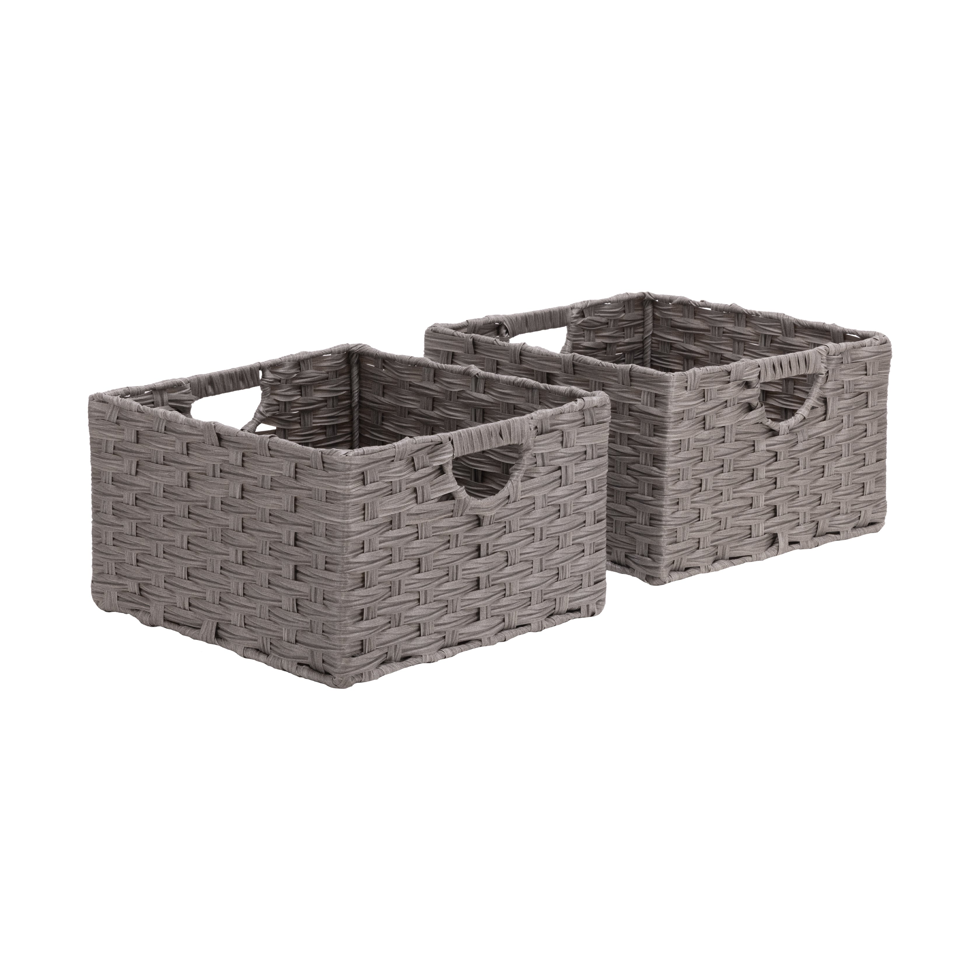 Handwoven Rattan Basket Set of 2 - Natural Woven Storage Baskets for Home Organization, Laundry, Toys & Decor | Perfect for Nursery, Bathroom & Living Room