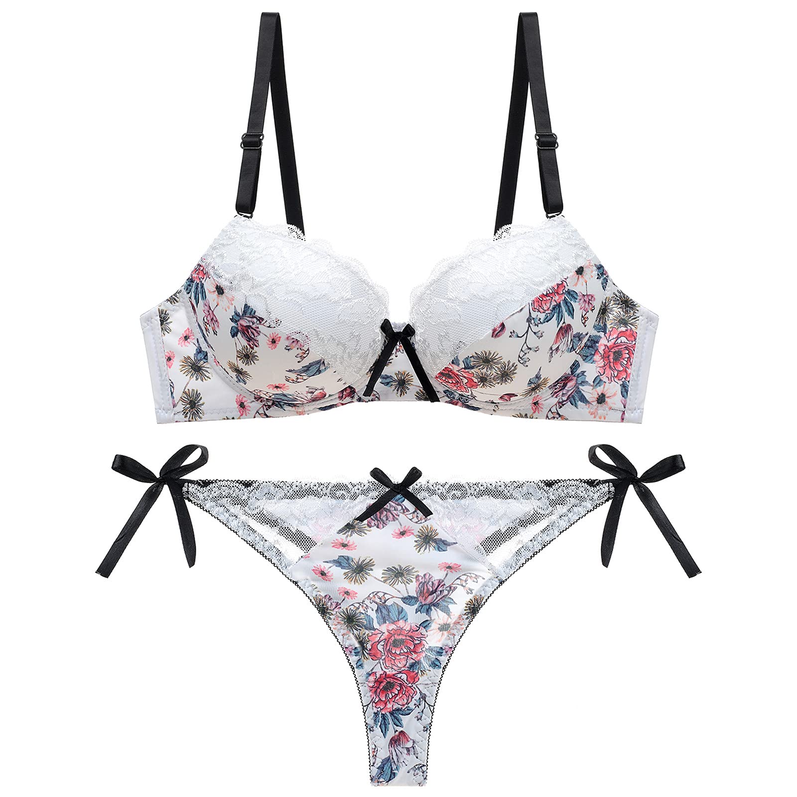 Sexy Lace Bra and Underwear Set for Women - Floral Print Lingerie Collection - Perfect for Valentine's Day, Date Night & Boudoir Photography