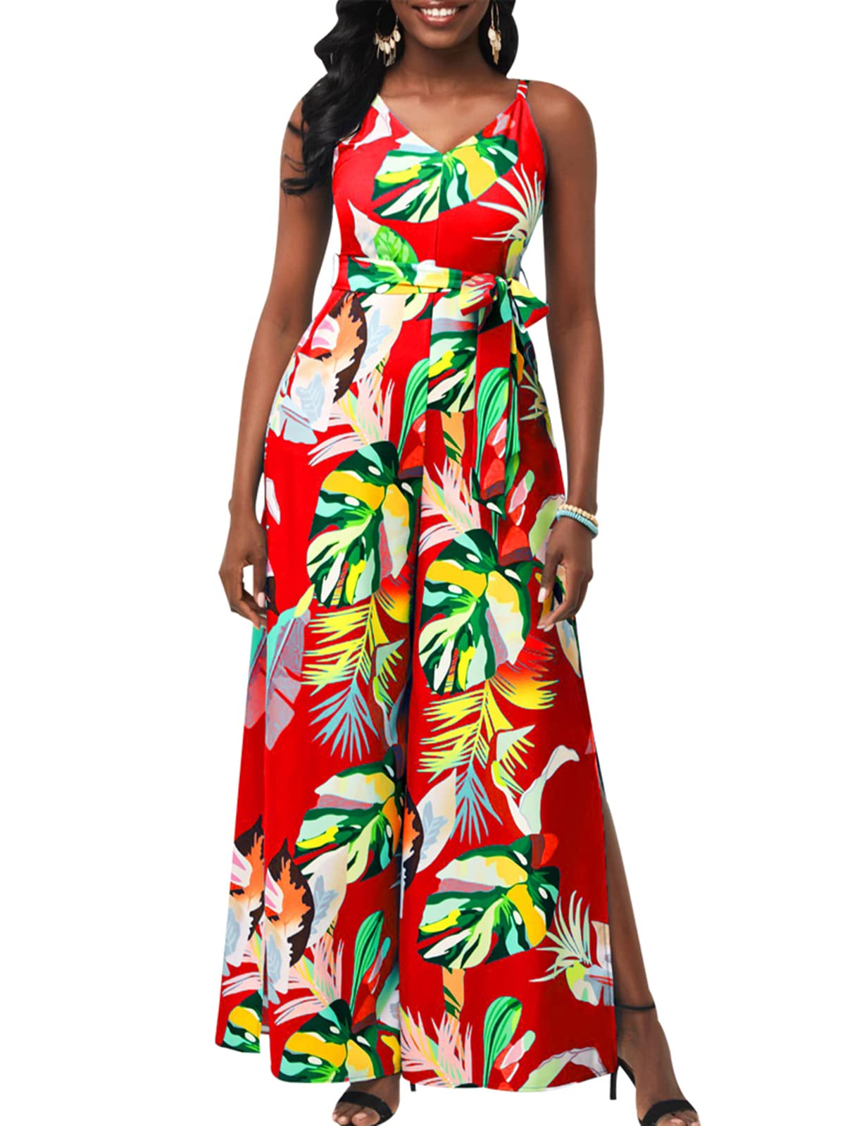 JTNFairy Women's Summer One Shoulder Stretchy Jumpsuit - Elegant High Waist Wrap Romper with Pockets for Beach Vacation, Cocktail Party & Date Night Outfits