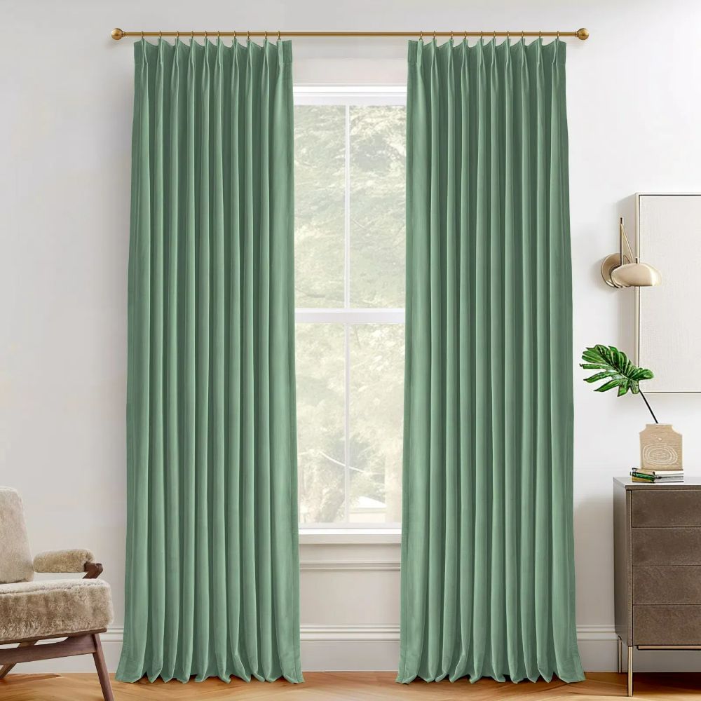 Luxury Heavyweight Blackout Curtains - Cream White & Velvet Blackout Drapes for Bedroom, Living Room & Home Theater - Thermal Insulated Noise Reducing Custom Pleated Drapes
