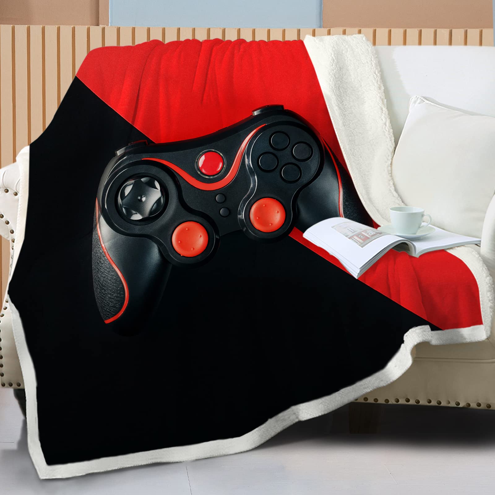 Soft Plush Fortnite Gaming Blanket for Men & Teens - 30x40 Inch Black & Red Video Game Throw Blanket - Perfect for Bedroom, Living Room & Gaming Setup - Cozy Gift for Gamers & Fortnite Fans