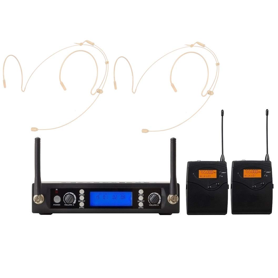 BL-3200 Professional UHF Wireless Microphone System - Dual Headset Condenser Mic for Church, Stage & Live Performances | Ideal for Worship Services, Public Speaking & Karaoke