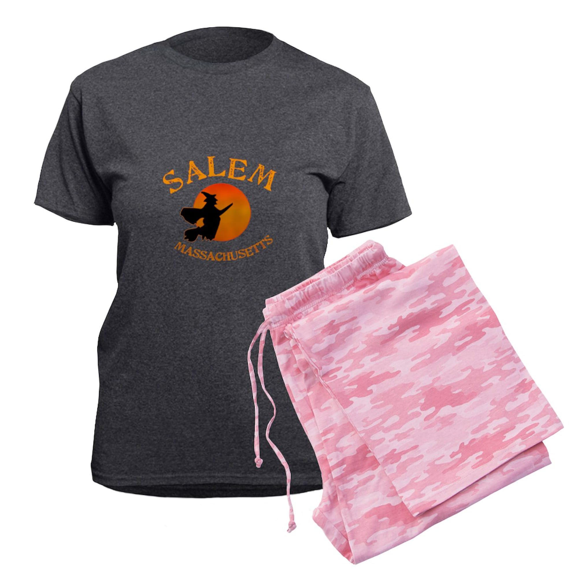 Salem MA Witch Themed Women's Charcoal Pajama Set - Cozy Novelty Sleepwear for Halloween, Witch Lovers & Gift Giving