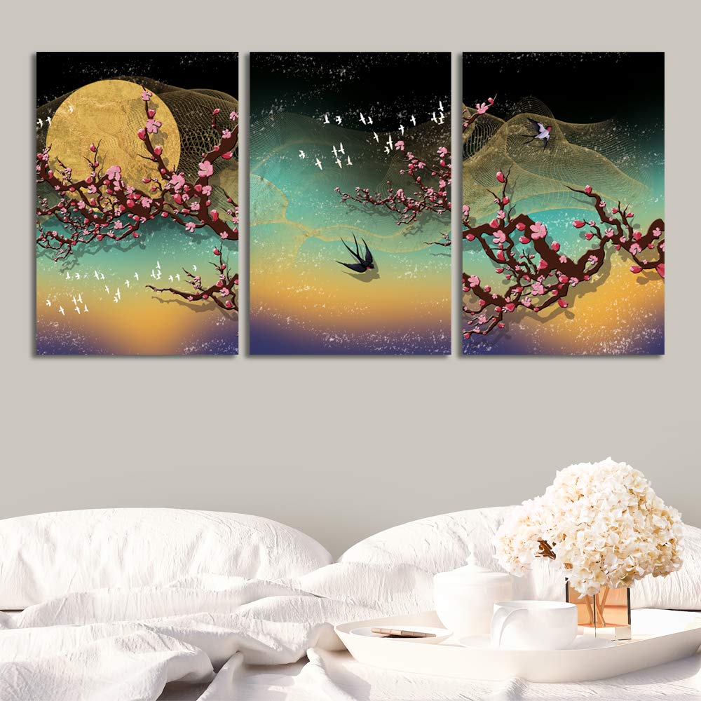 3-Panel Abstract Chinese Landscape Canvas Wall Art - 24