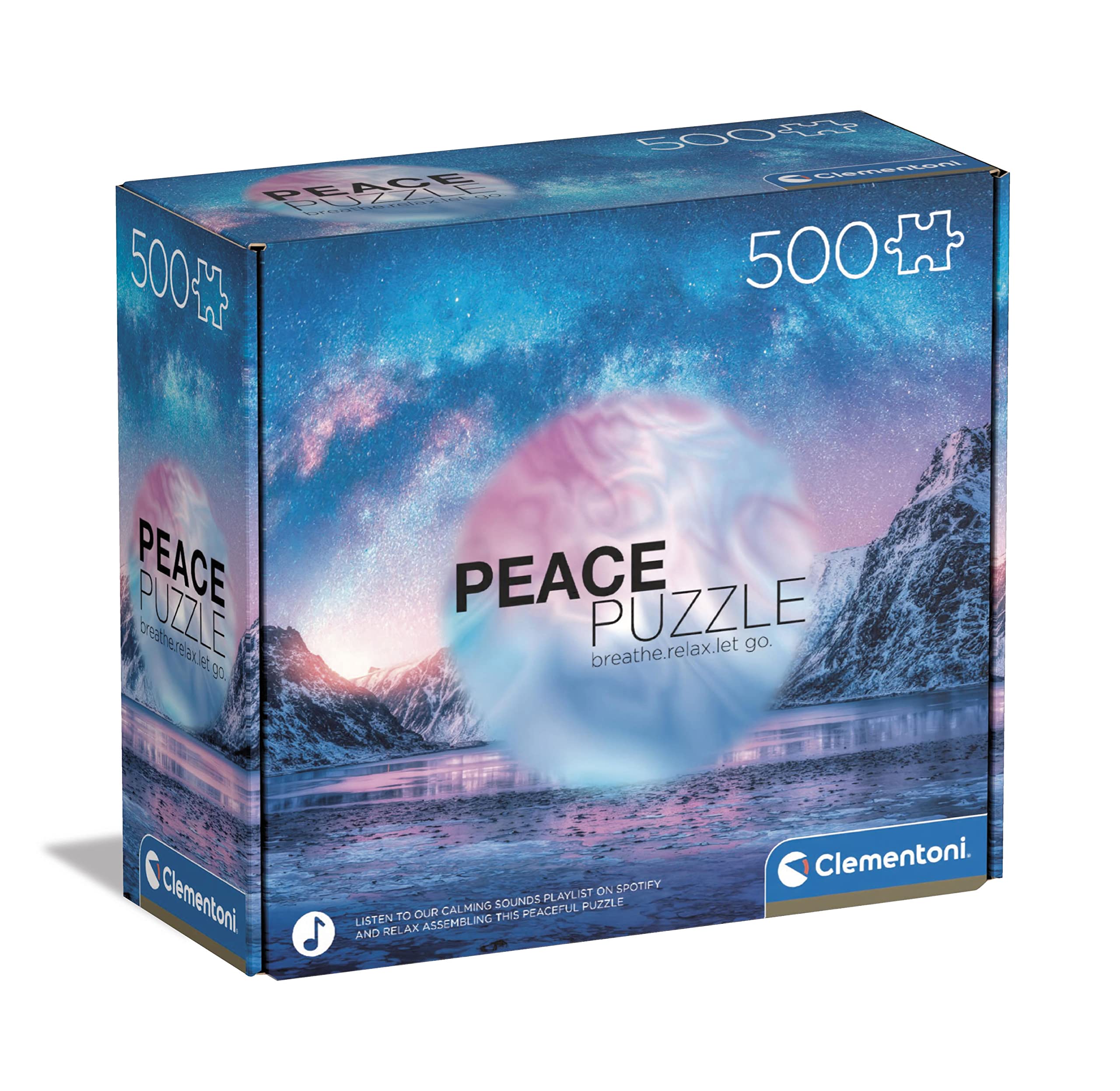 Clementoni 35116 Peace Puzzle 500 Pieces - Light Blue Adult Jigsaw Puzzle, Relaxing Landscape Puzzle for Adults, Made in Italy - Perfect for Stress Relief, Home Decor & Family Game Night