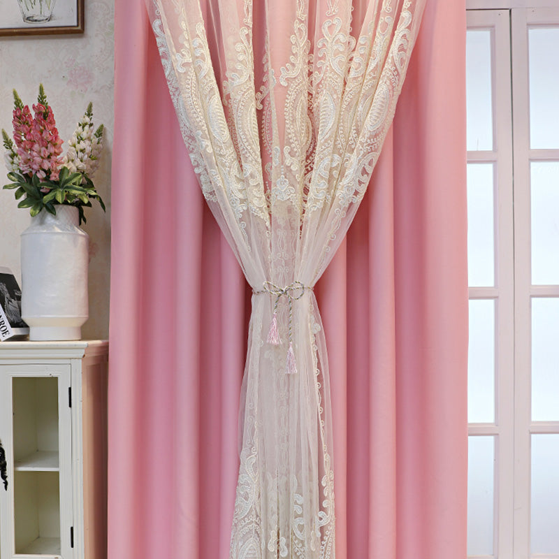Alexandria Two Layer Embroidery Blackout Soundproof Custom Curtains for Bedroom & Living Room - Noise Reducing Thermal Insulated Window Drapes for Home Decor