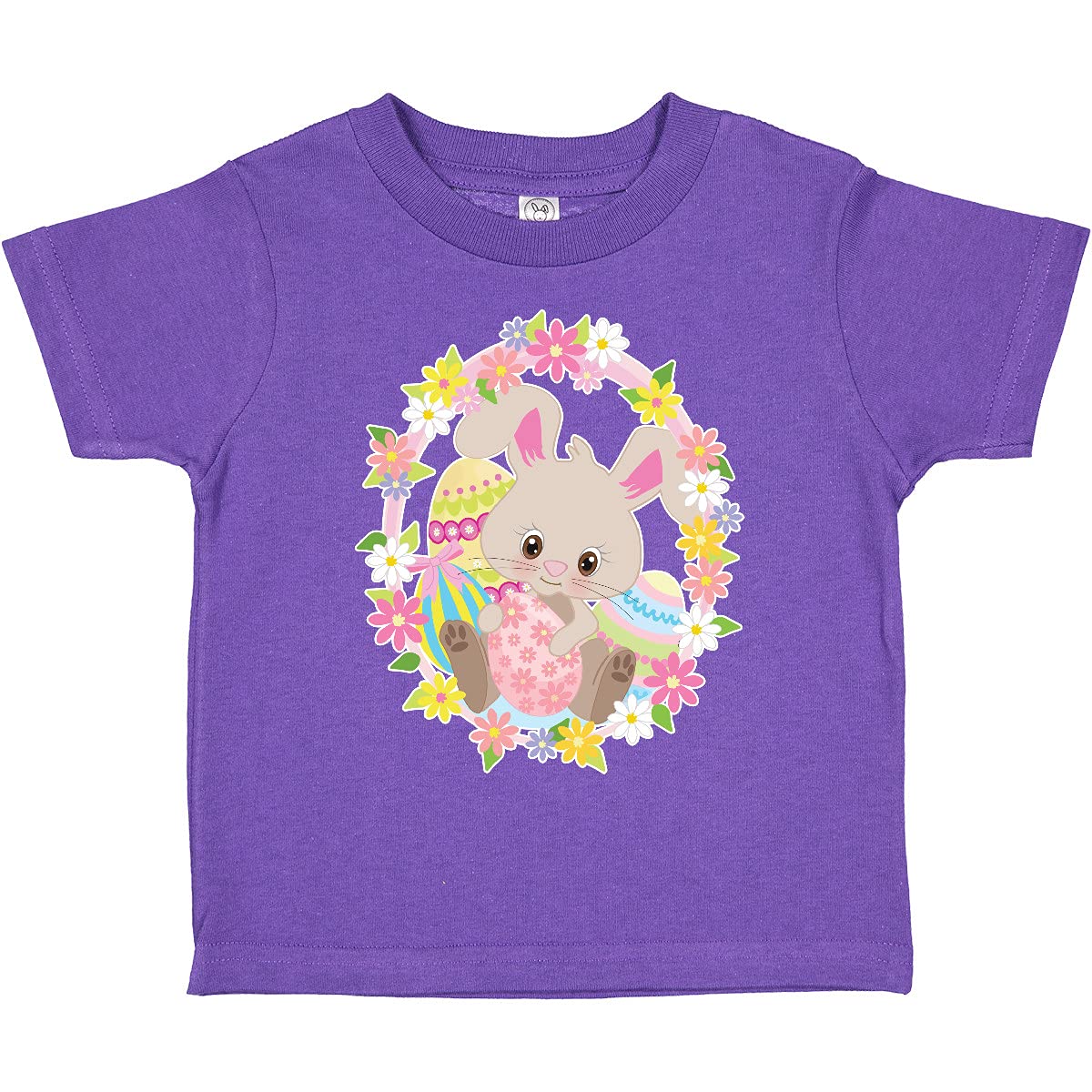 Easter Bunny Toddler T-Shirt - Floral Egg Design for Kids Easter Party