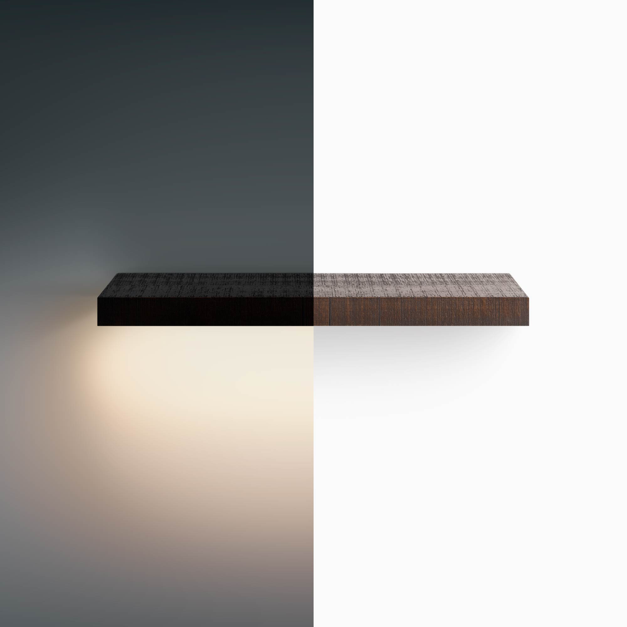 Aksel LED Espresso Rustic Floating Shelf - Modern Wood Wall Shelf with Built-in Lights for Kitchen, Living Room, Bedroom Decor