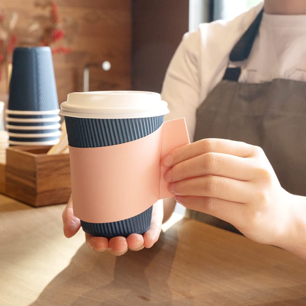 Restpresso Disposable Hot Coffee Sleeves with Handle - 1000 Count Nude Paper Cup Jackets for 12/16/20 oz Cups (Cups Sold Separately) - Perfect for Coffee Shops, Cafes & Takeout Businesses