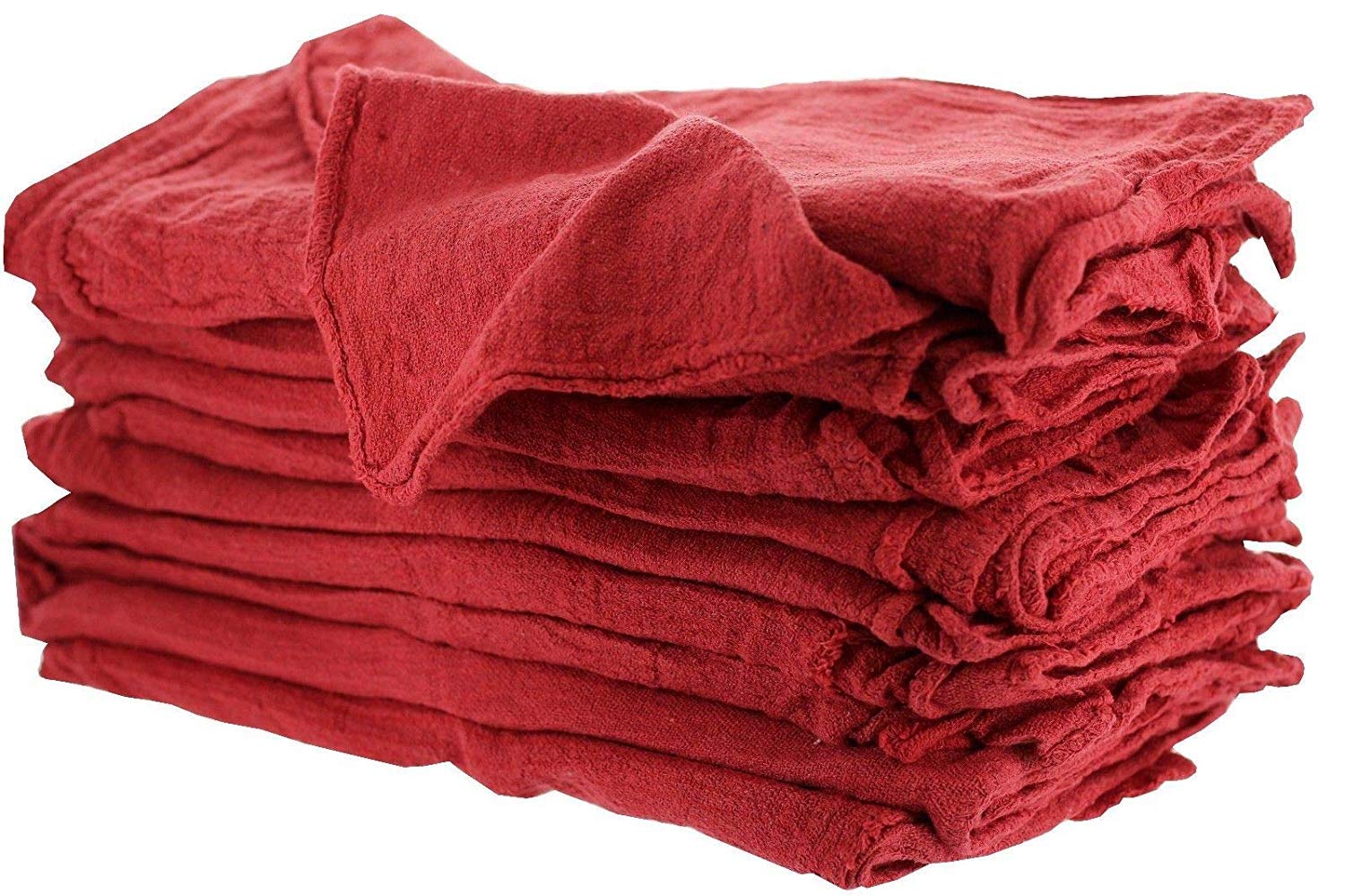 **MIMAATEX Premium Shop Towels - 14x14 Inch, 100% Cotton, A-Grade, Pack of 100 (Red) - Heavy-Duty Cleaning for Garages, Workshops & Automotive Use**