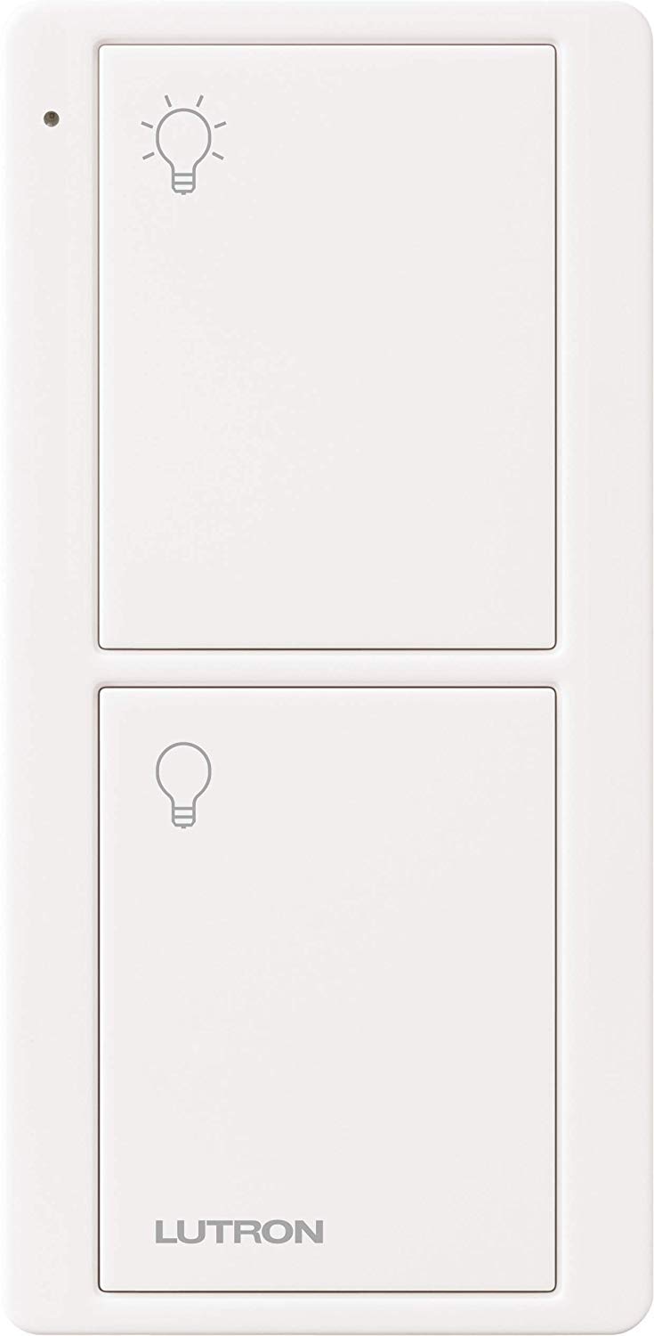 Lutron PJ2-2B-GWH-L01 2-Button Pico Smart Remote Control for Caséta Smart Switch - White | Wireless Lighting Control for Home Automation & Smart Homes