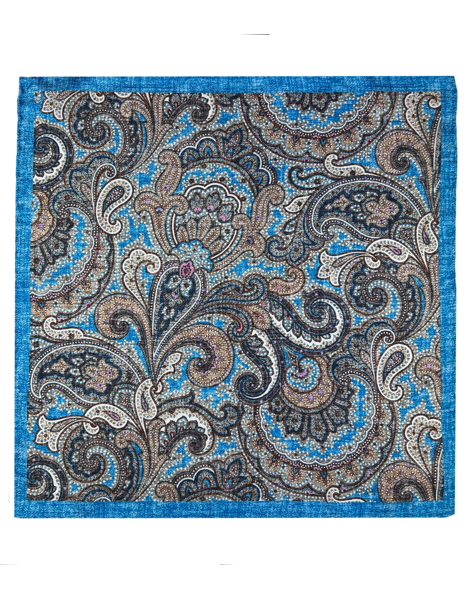 DÉCLIC Arten Paisley Handkerchief Aqua Blue - Stylish Fashion Accessory for Weddings, Parties & Everyday Elegance