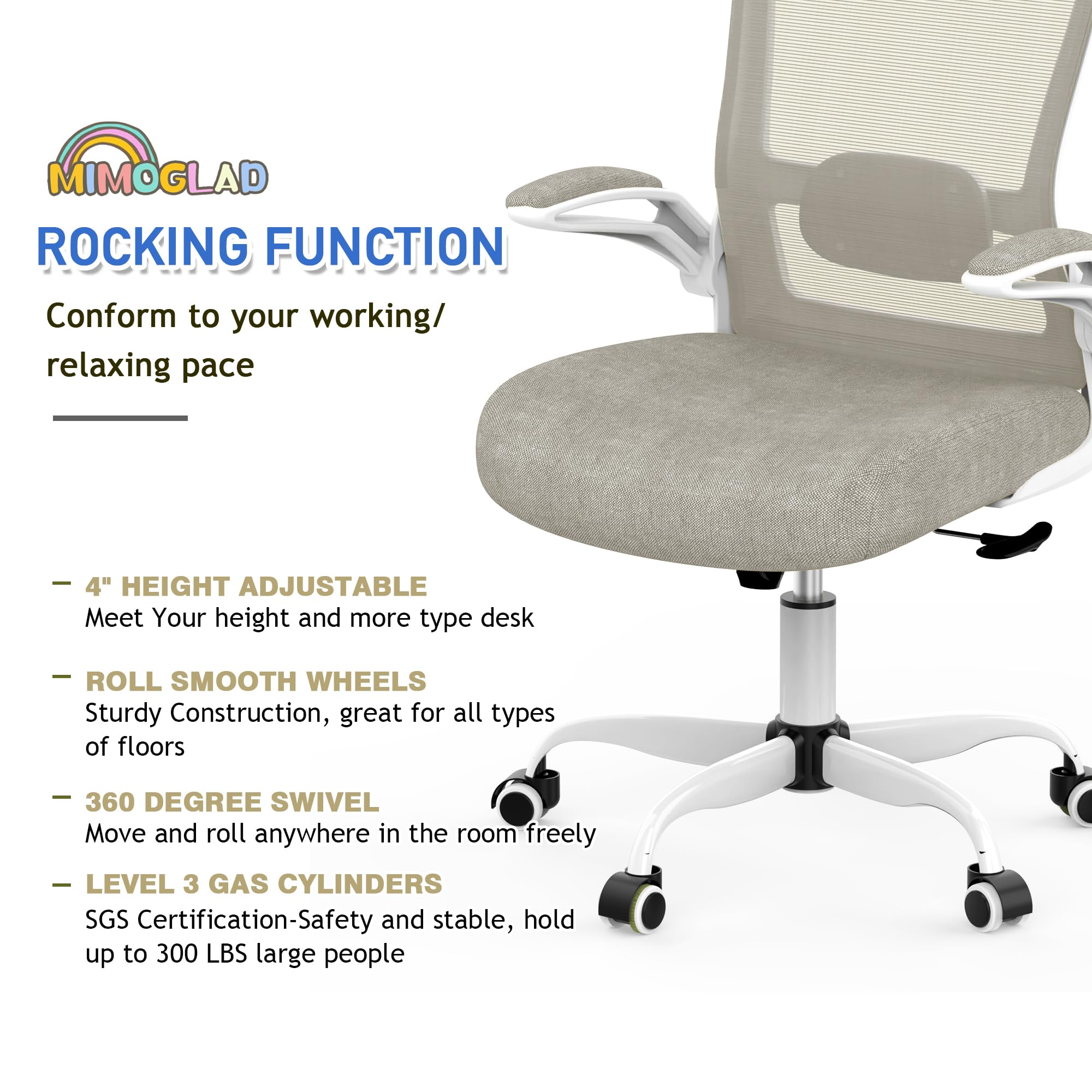 Ergonomic High Back Office Chair - Adjustable Lumbar Support & Thickened Seat Cushion Mesh Computer Desk Chair for Home & Office Workspaces | Perfect for Long Hours of Sitting, Gaming, and Remote Work