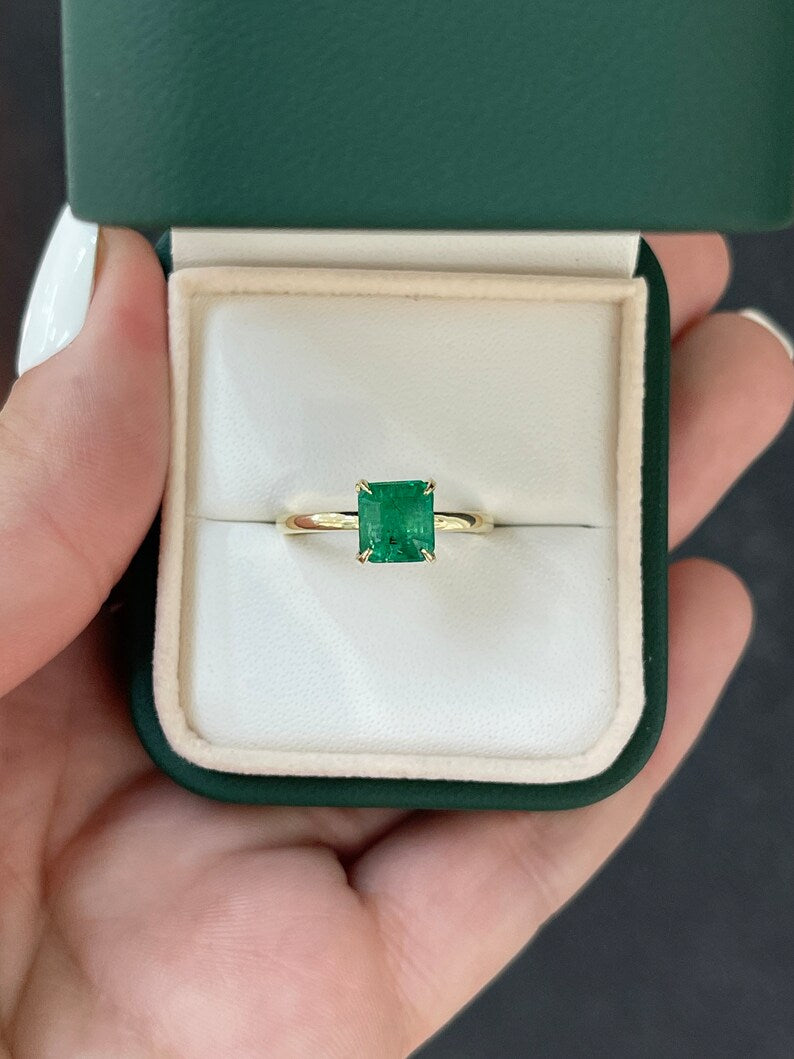 2.65ct 14K Gold Emerald Cut Solitaire Engagement Ring for Women - Classic Wedding Band, Anniversary Gift, Proposal Jewelry - Perfect for Romantic Occasions & Special Moments