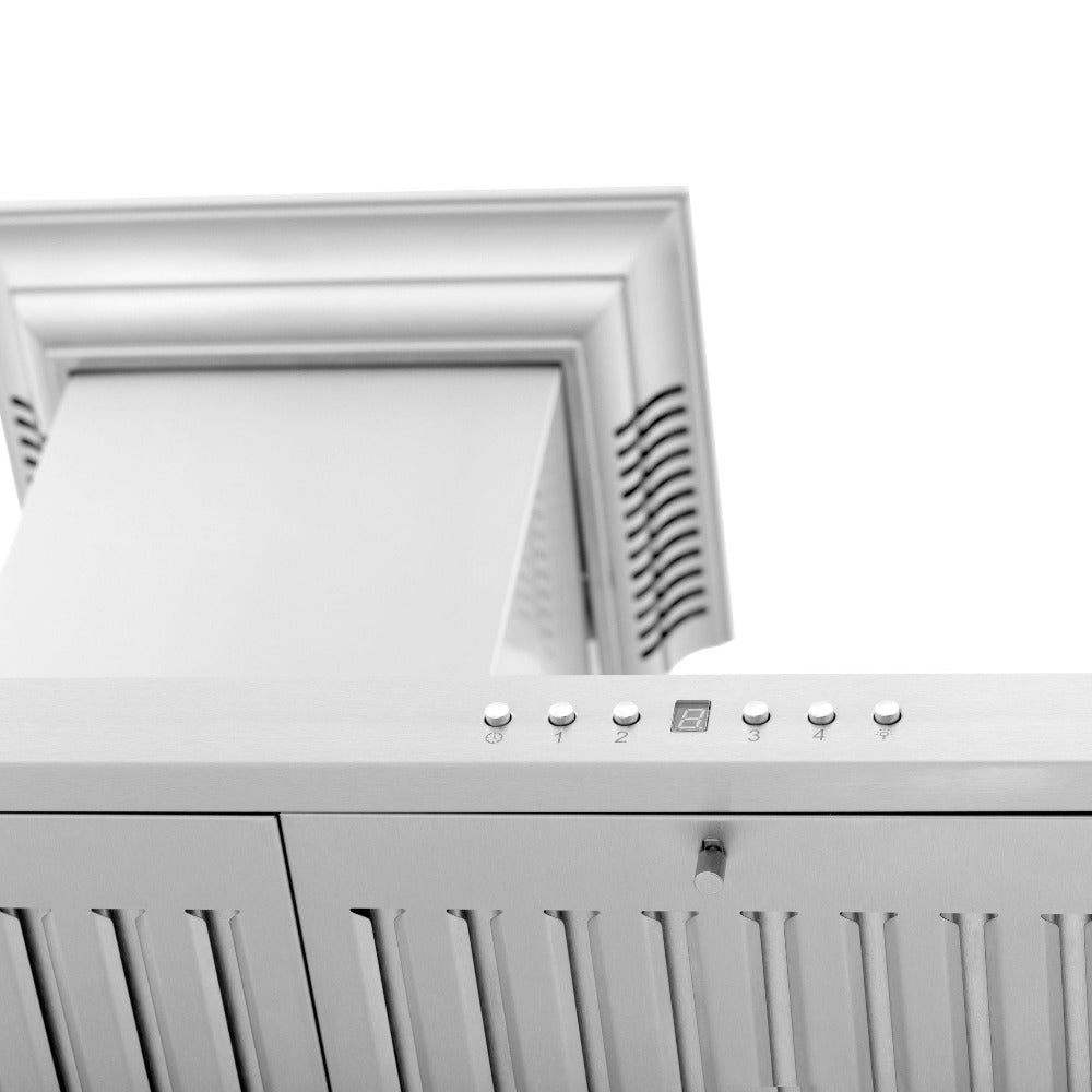 ZLINE Stainless Steel Ducted Vent Wall Mount Range Hood with Built-in CrownSound Bluetooth Speakers (KBCRN BT) - Perfect for Modern Kitchens & Open-Concept Living Spaces