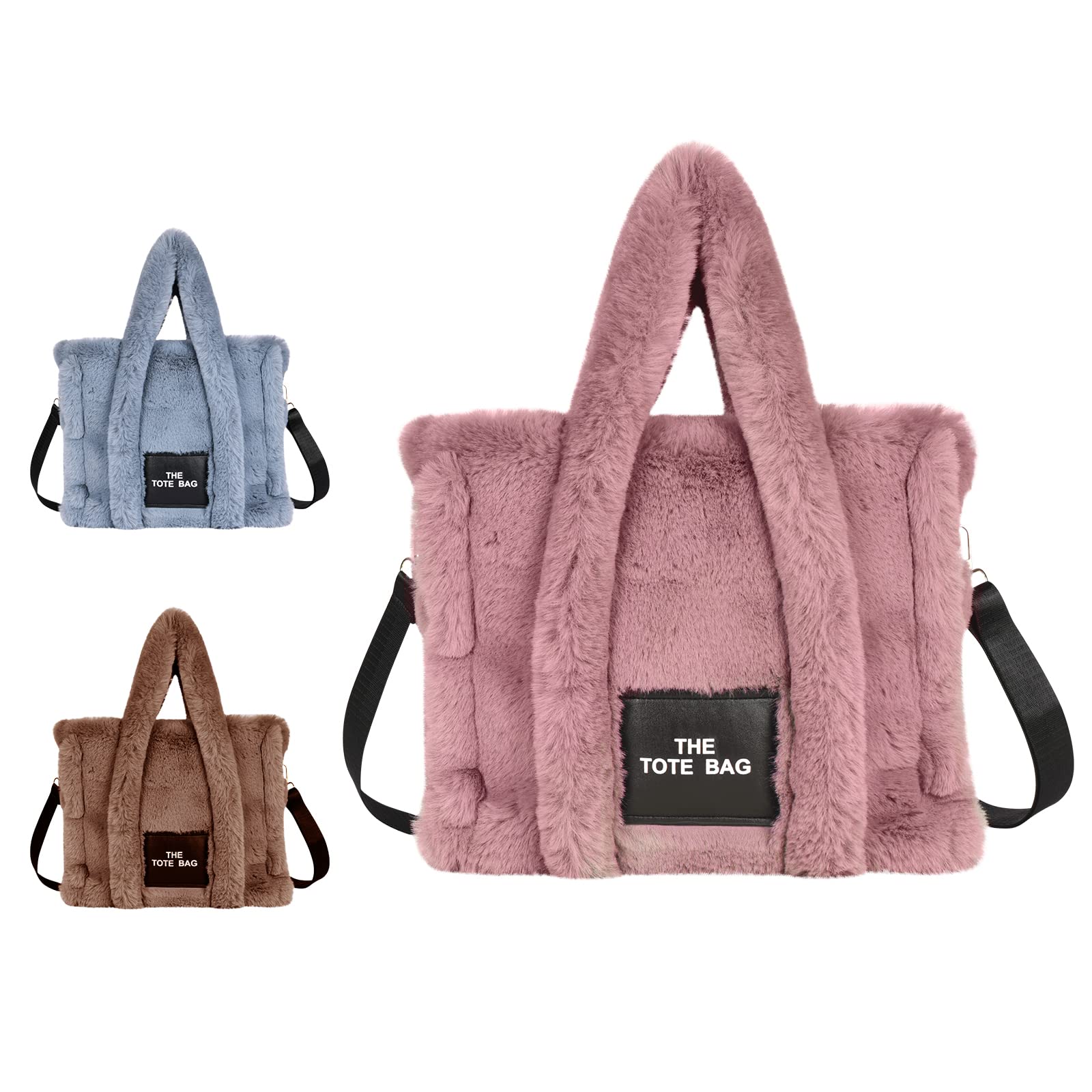 Aucuu Soft Plush Tote Bag for Women - Fluffy Crossbody Handbag with Adjustable Shoulder Strap, Large Capacity Purse for Shopping, School, Work & Travel | Perfect for Daily Use, Commuting and Weekend Outings