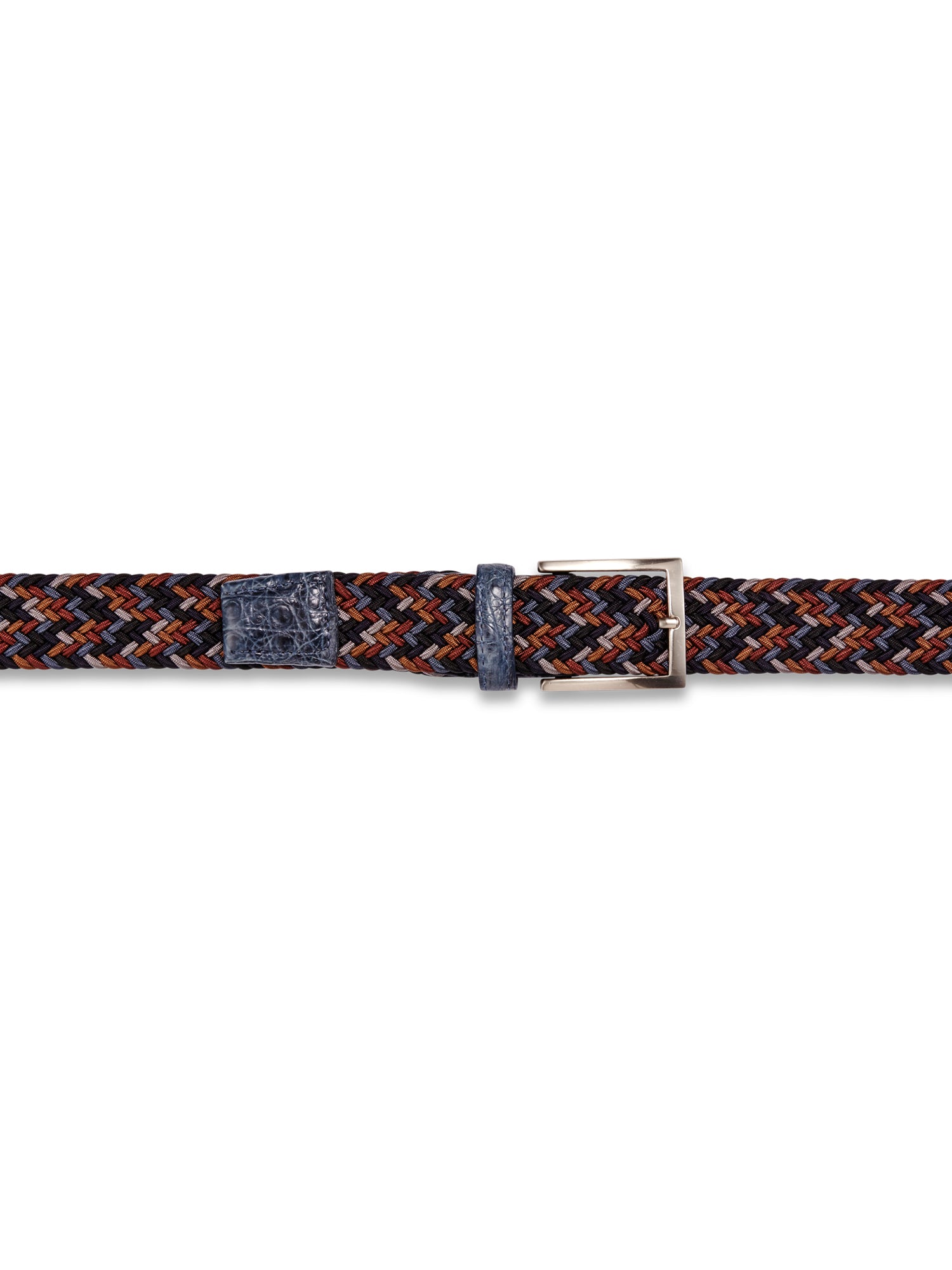 Stretch Woven Belt with Crocodile Pattern Tabs - Adjustable Waistband for Jeans, Pants & Dresses - Fashion Accessory for Women & Men