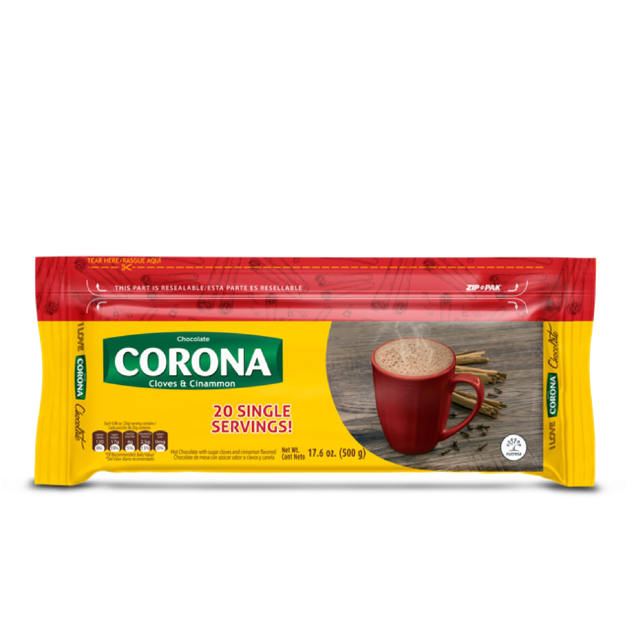Premium Corona, Cloves & Cinnamon Dark Chocolate Tablets - 17.6 oz (500g) Pack of 1 | Gourmet Baking & Dessert Ingredient | Perfect for Hot Chocolate, Baking & Gift Giving
