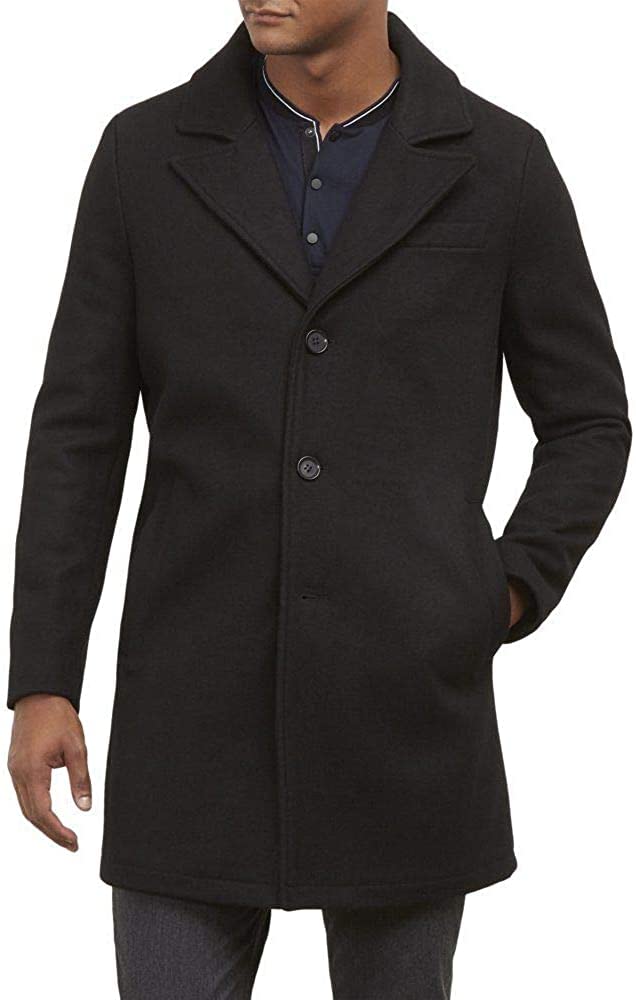 Kenneth Cole New York Men's Wool-Blend Winter Coat with Detachable Bib - Warm Stylish Overcoat for Business, Office & Formal Occasions