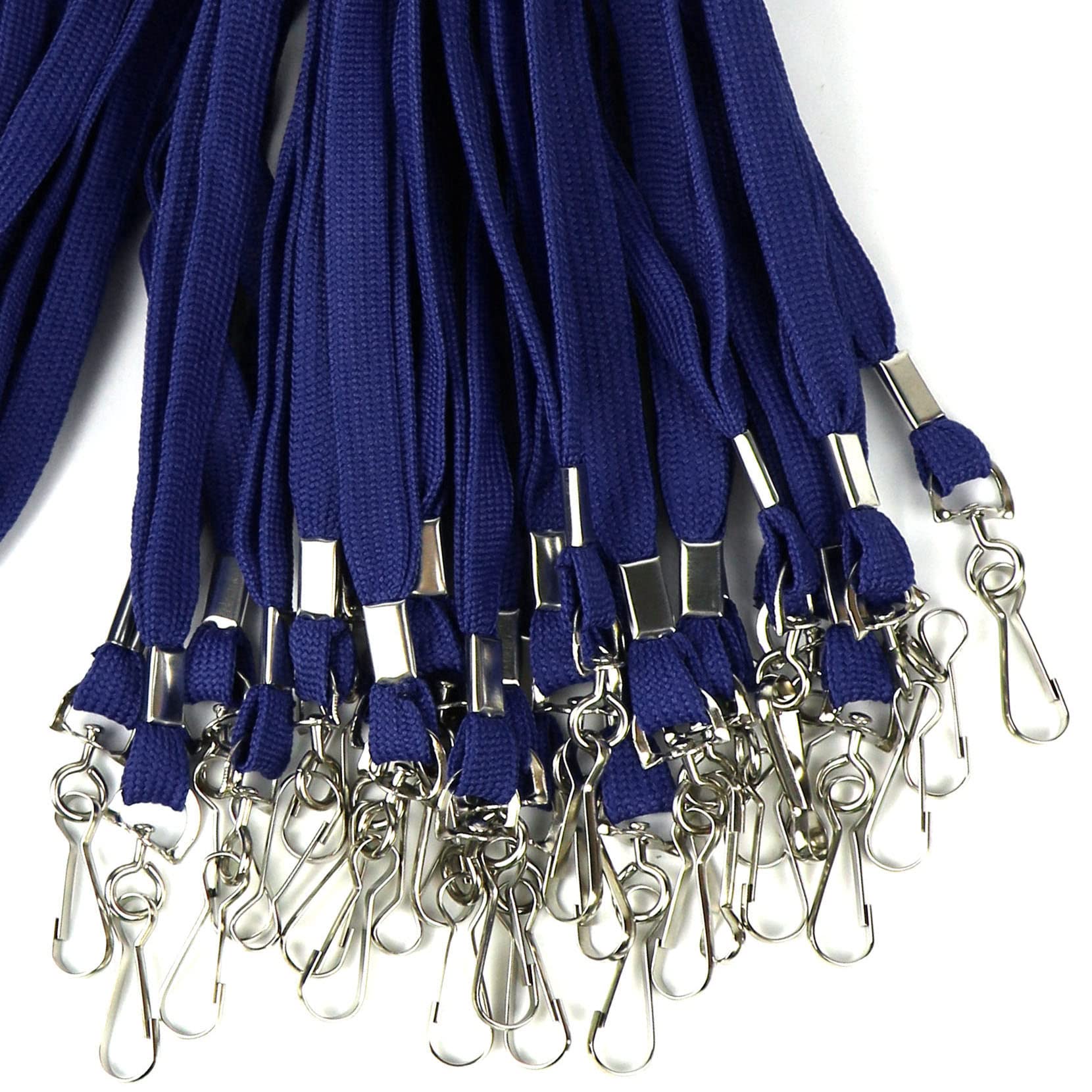Durable Flat Badge Lanyards with Swivel Hooks - 100 Pack for Office & Events