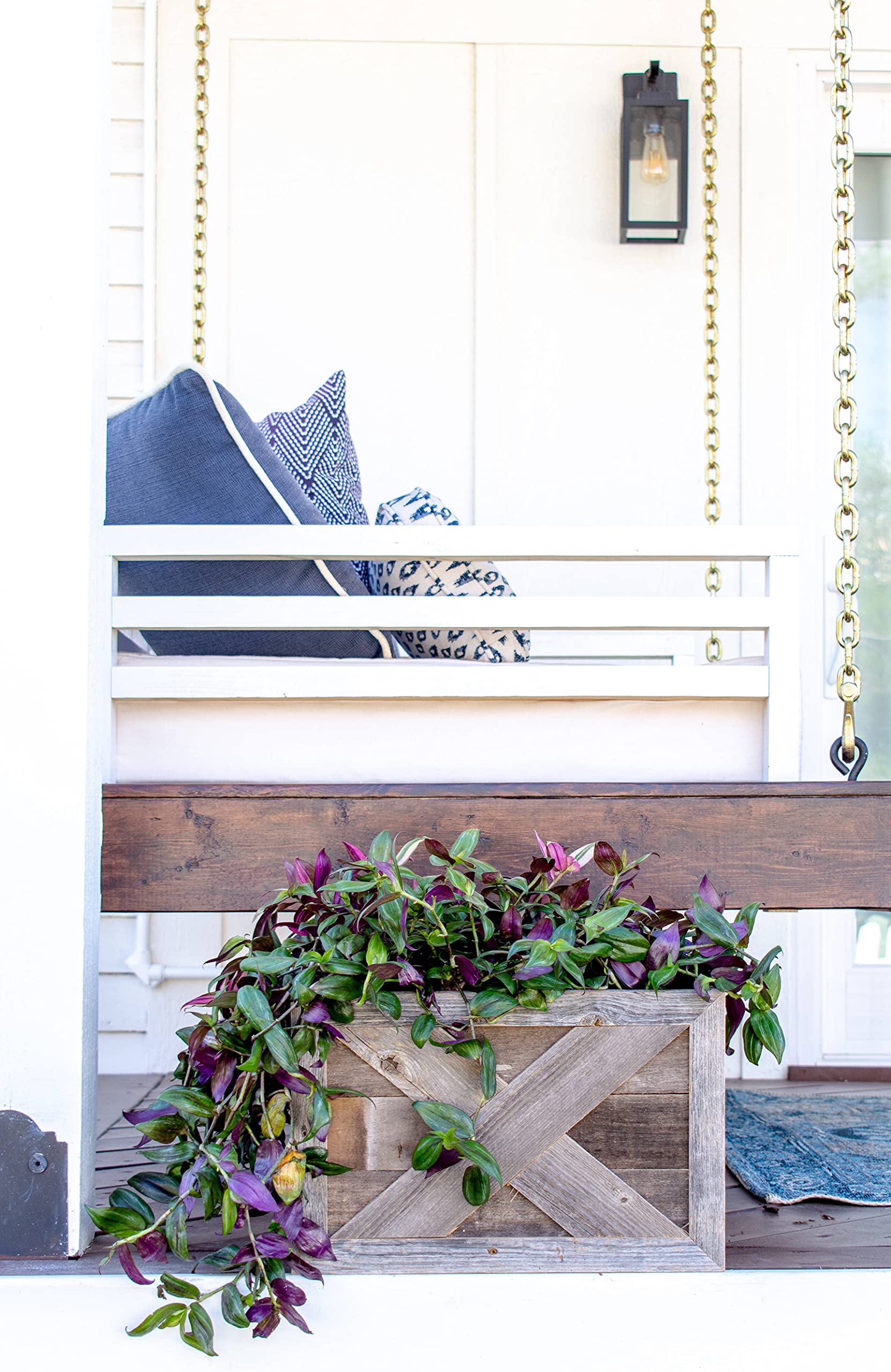 BarnwoodUSA Real Wood Plant & Tree Box Collar - Natural Weathered Gray Farmhouse Style Planter Cover - Fits Flower Pots & Tree Containers - Perfect for Indoor/Outdoor Home Decor, Garden & Patio