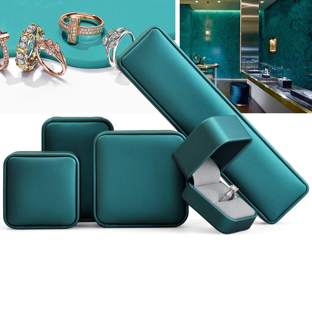 Premium Green Leather Ring Box - Small Vintage Jewelry Presentation Case for Proposal, Engagement & Wedding - Perfect for Romantic Surprises & Gift Giving