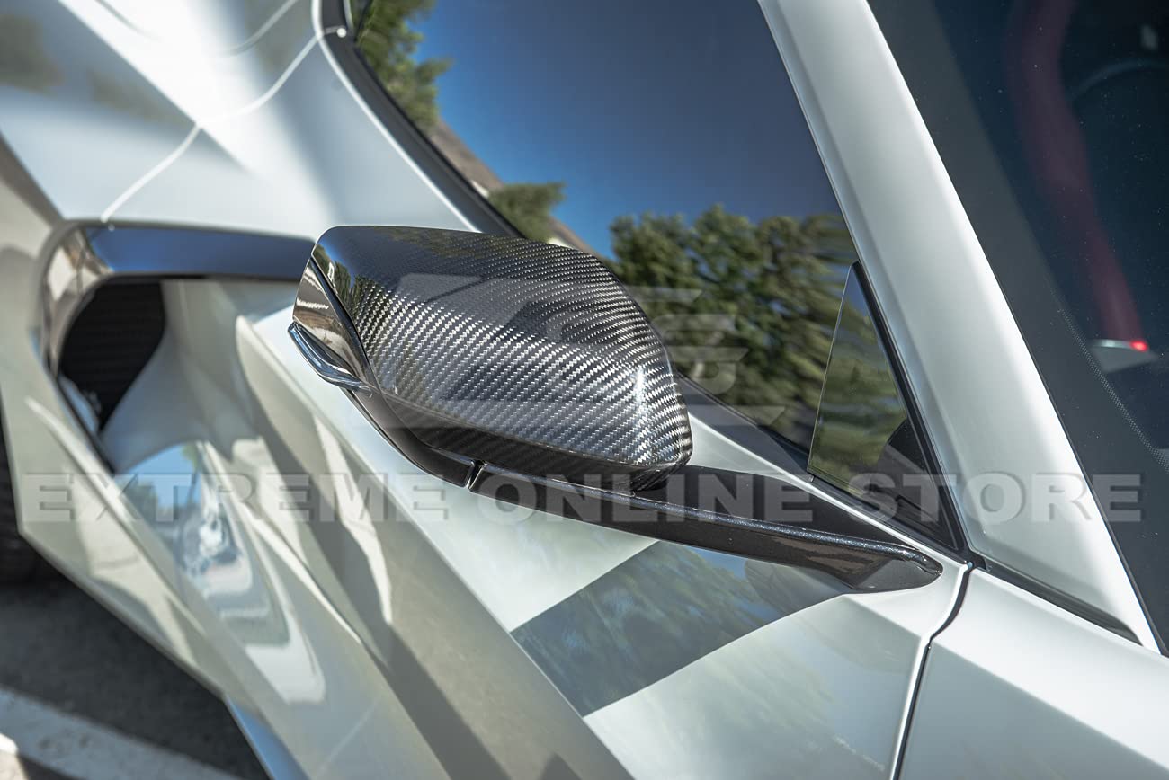 2020-Present Corvette C8 GM Factory Style Carbon Fiber Mirror Cover Trim Pair - Replacement Side Mirror Covers for Enhanced Style & Protection - Perfect for Car Enthusiasts & Custom Upgrades