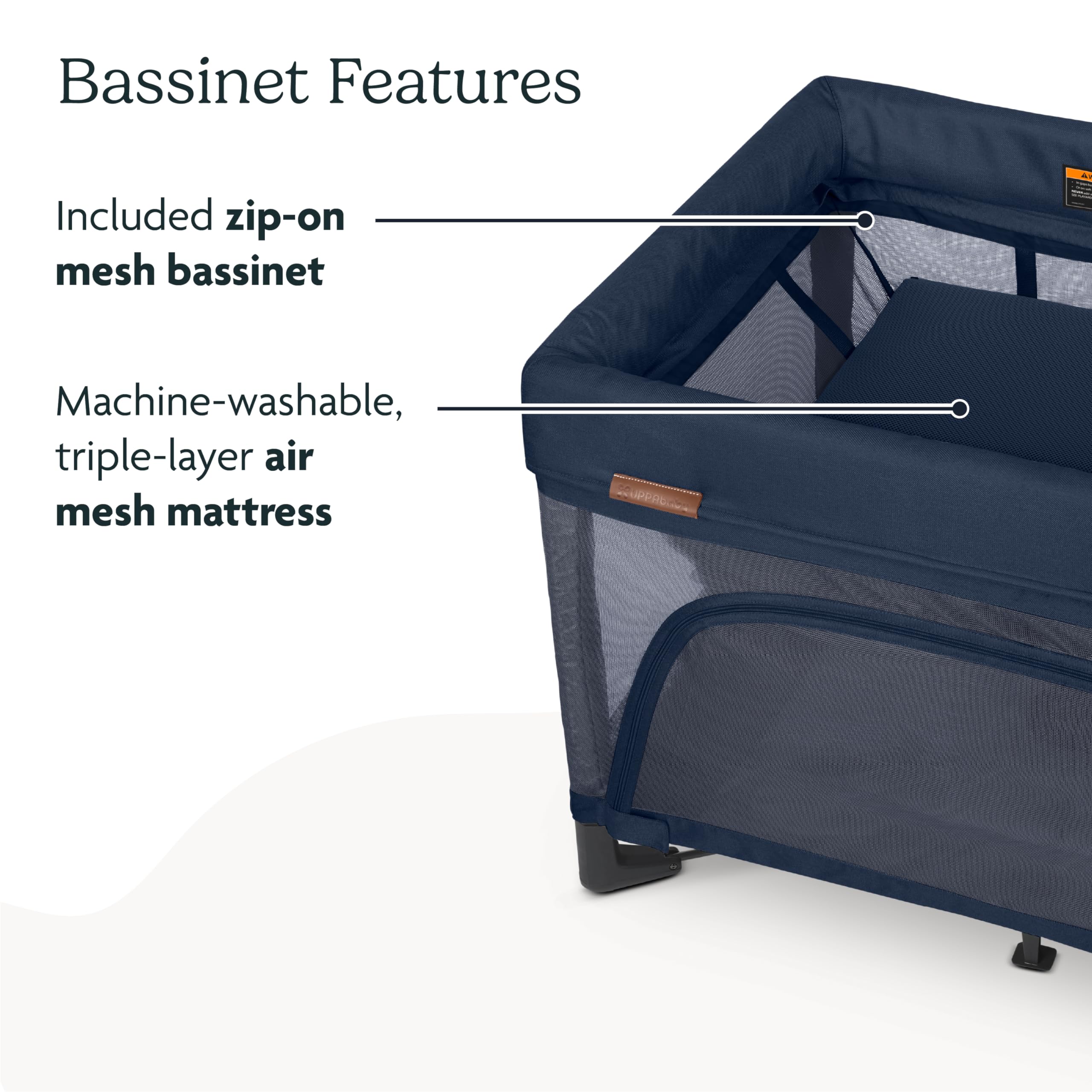 UPPAbaby Remi 3-in-1 Portable Playard with Bassinet & Travel Crib - Includes Organic Cotton Mattress Cover, Storage Bag & Breathable Mesh (Sand Mélange) | Perfect for Nursery, Travel & On-the-Go Parenting