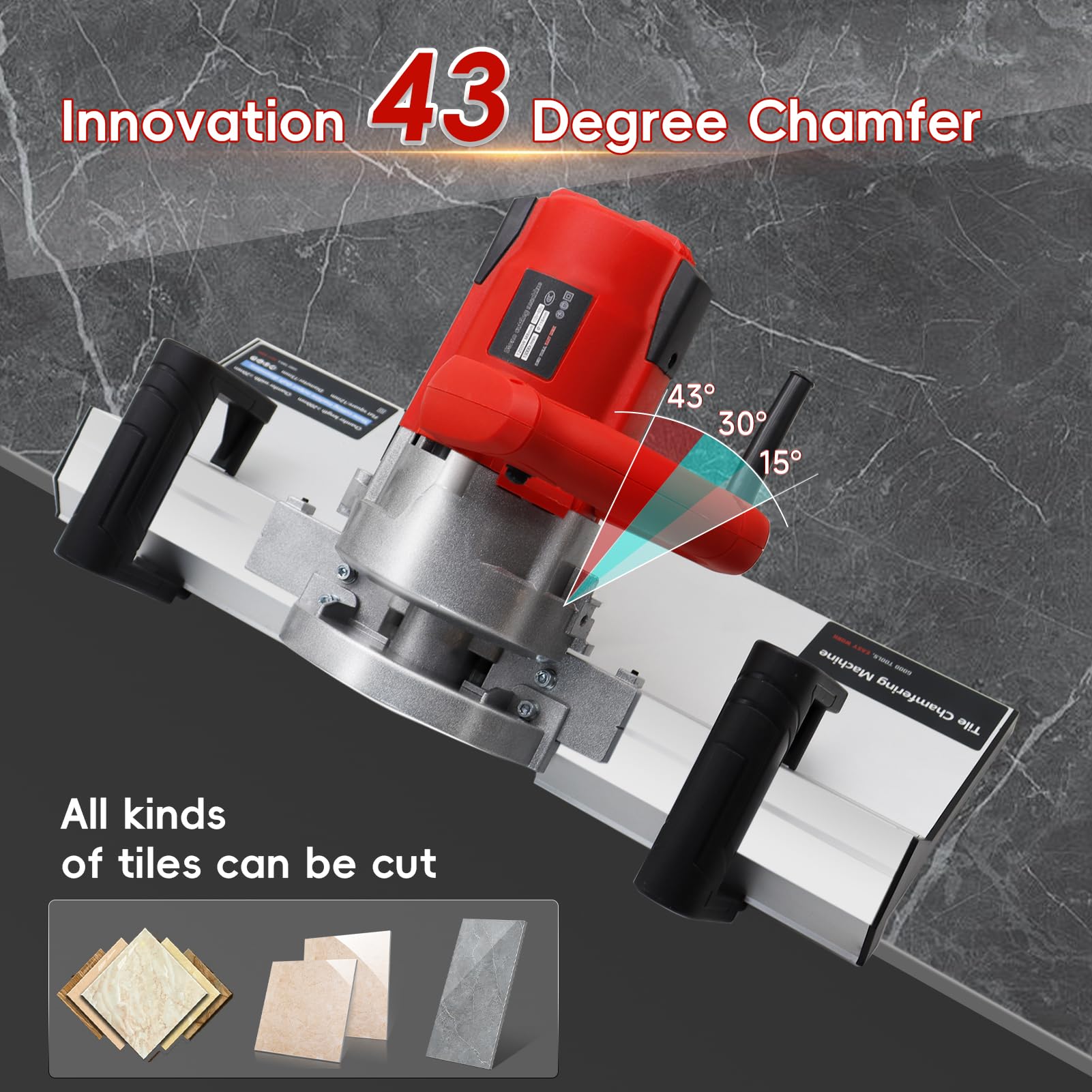 Professional Electric 45 Degree Tile Chamfering Tool with Aluminum Base Plate - Precision Bevel Cutter for Ceramic & Stone Tiles - Perfect for DIY Home Renovation, Bathroom Remodeling, and Professional Tile Installation