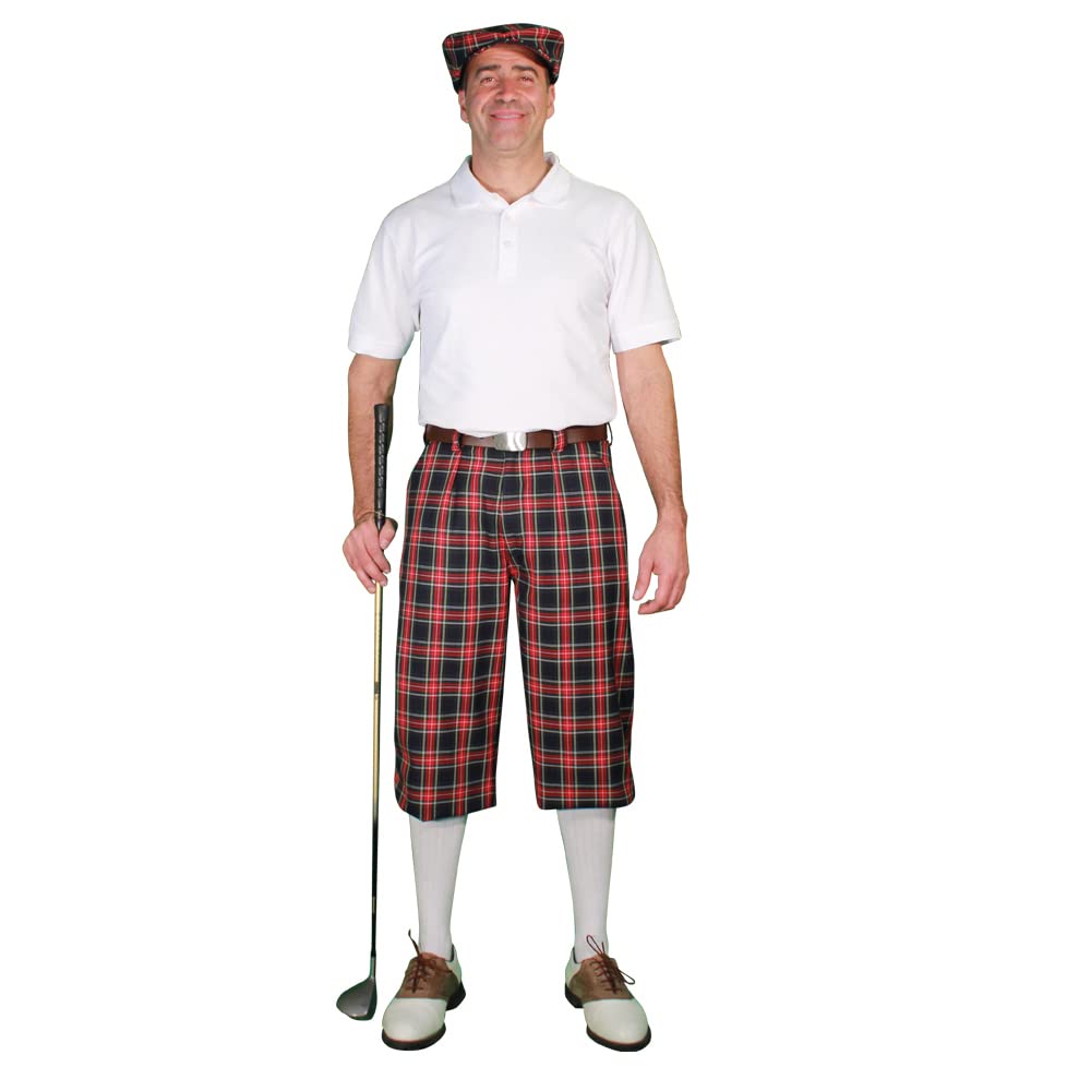 Men's Plaid 'Par 5' Golf Shirt - Stewart Collection - Breathable & Stylish Casual Wear for Golf, Office & Weekend Outings