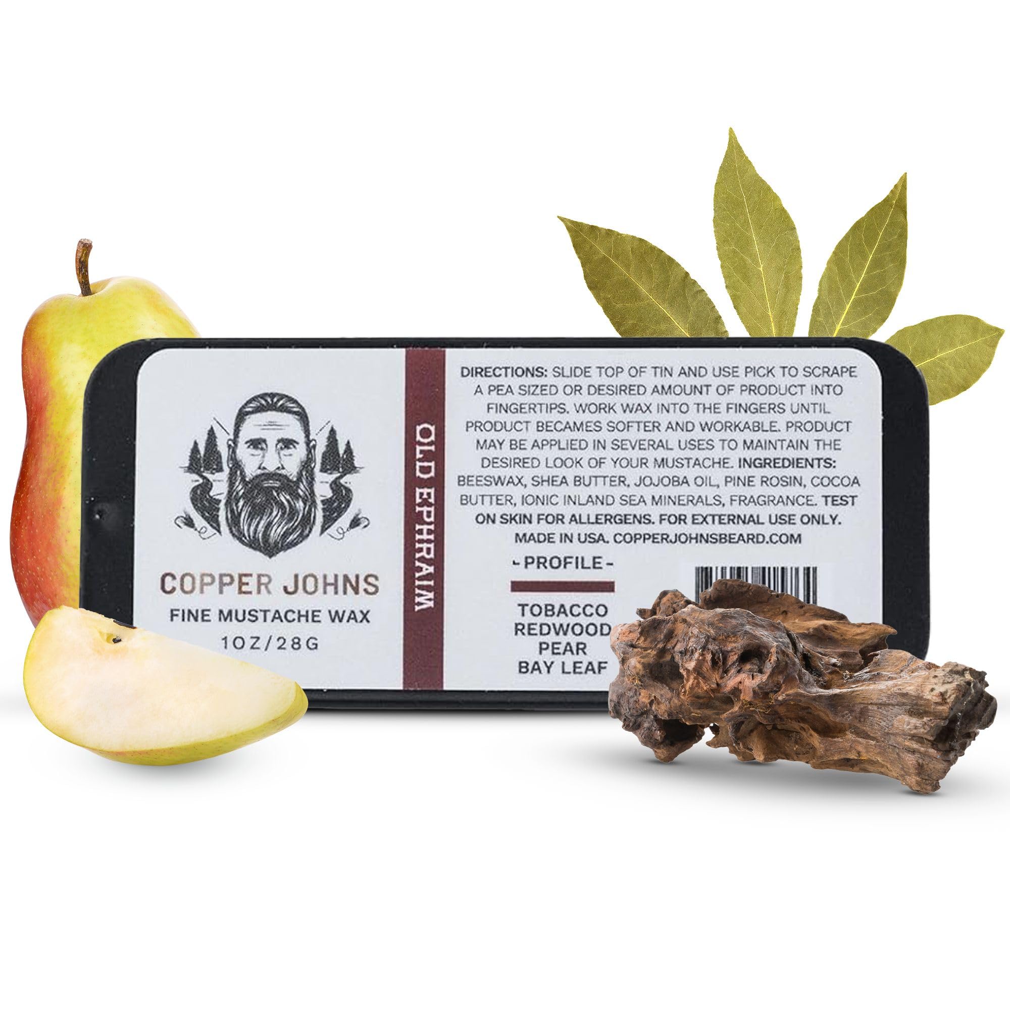 Old Ephraim Mustache Wax - Natural Beeswax & Jojoba Oil Formula for Strong All-Day Hold | Promotes Clean, Well-Groomed Facial Hair | 1oz Tin | Perfect for Daily Styling & Special Occasions