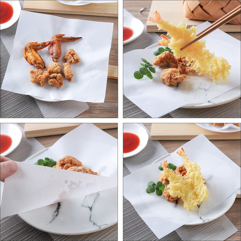 Hemoton 100-Pack Nonstick Greaseproof Baking Paper Liners - 8 Inch Round White Oil Absorbing Sheets for Air Fryer, Oven, Baking Pans & Food Wrapping - Perfect for Fried Foods, Pastries & Deli Sandwiches