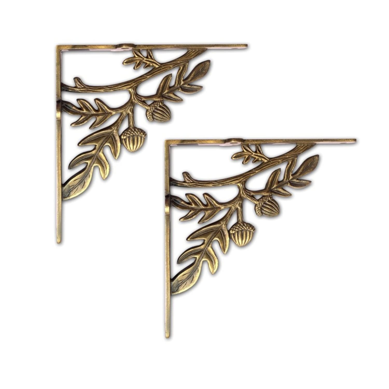 Rustic Branches Shelf Bracket - Decorative Wall Mount Shelving Brackets, Large Antique Gold (JS-90-426GL) - Perfect for Farmhouse, Vintage & Boho Home Decor, Bookshelf & Floating Shelf Support