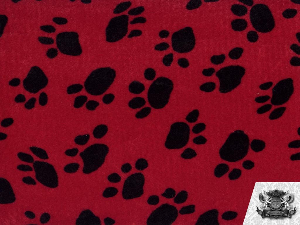 Velboa Faux Fur Paw Print Red Fabric by The Yard - Soft Plush Material for DIY Blankets, Costumes & Home Decor Projects