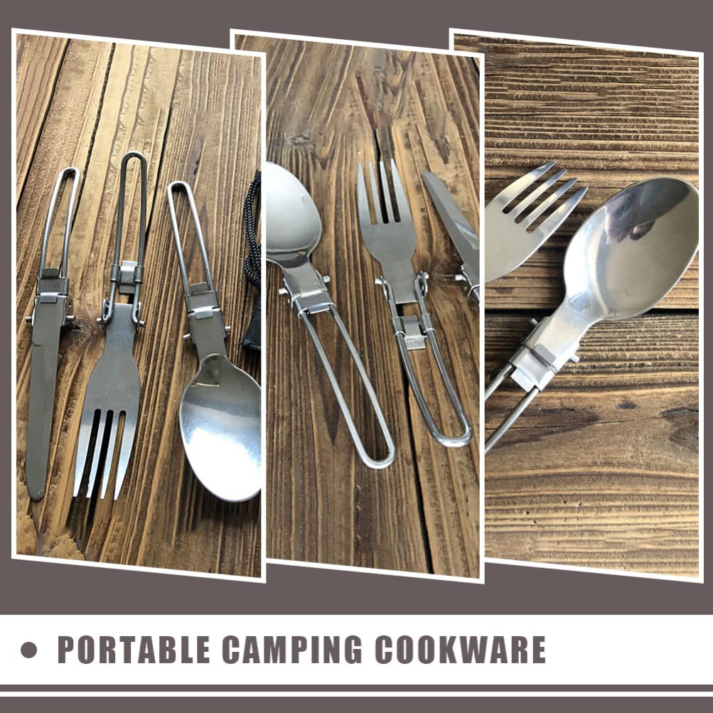 INOOMP 1 Set Portable Camping Cookware Kit - Lightweight Outdoor Cooking Pots & Pans for Camping, Hiking, Picnic & Backpacking - Durable Non-Stick Camp Stove Cookset for RV, Travel & Emergency Preparedness