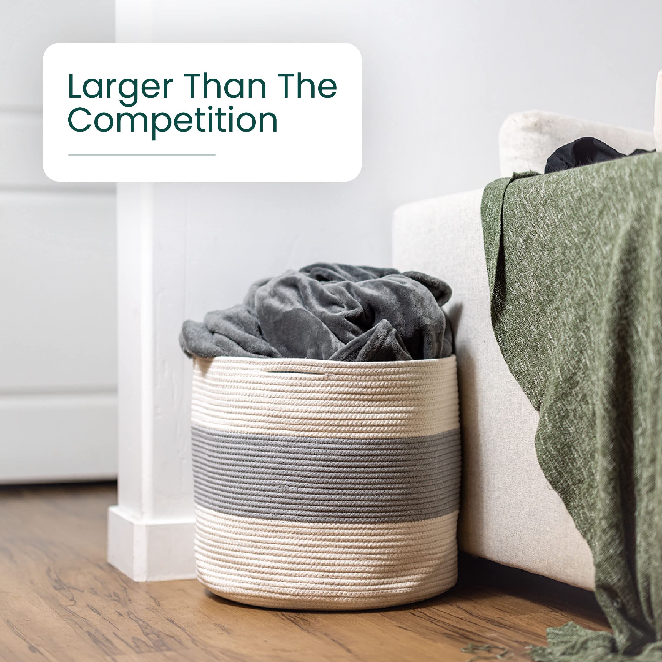 Reppit Large Collapsible Woven Laundry Basket - Double Stitched Storage Hamper for Clothes, Toys & Home Organization | Perfect for Bedroom, Nursery, Laundry Room & Dorm Storage