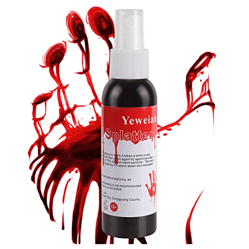Yeweian Fake Blood Spray - 2.1oz (60ML) Washable Halloween Blood for Costumes, SFX Makeup & Cosplay | Safe for Clothes & Skin | Perfect for Zombie, Vampire, Clown & Monster Costume Effects | Great for Halloween Parties, Theater Performances & Horror Cosplay Events