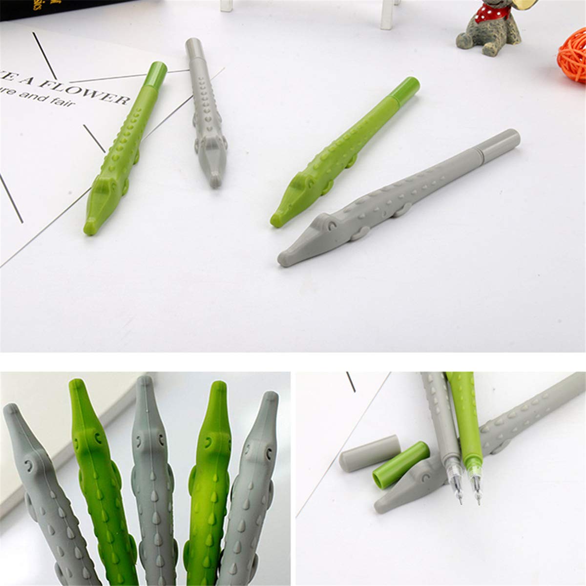 Original Creative Animal Crocodile-Shaped Fashion Gel Pens - Cute Cartoon Ballpoint Pens for School, Office & Art Supplies (6-Pack) - Perfect for Note Taking, Journaling & Gift Giving