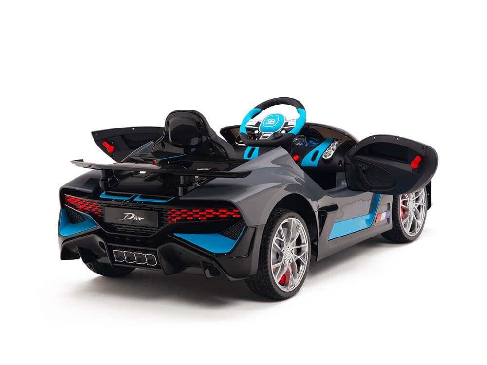 12V Bugatti Divo Kids Electric Ride-On Car with Remote Control - Gray Battery-Powered Toy Vehicle for Boys & Girls - Perfect for Indoor & Outdoor Play, Birthday Gifts, and Pretend Driving Fun