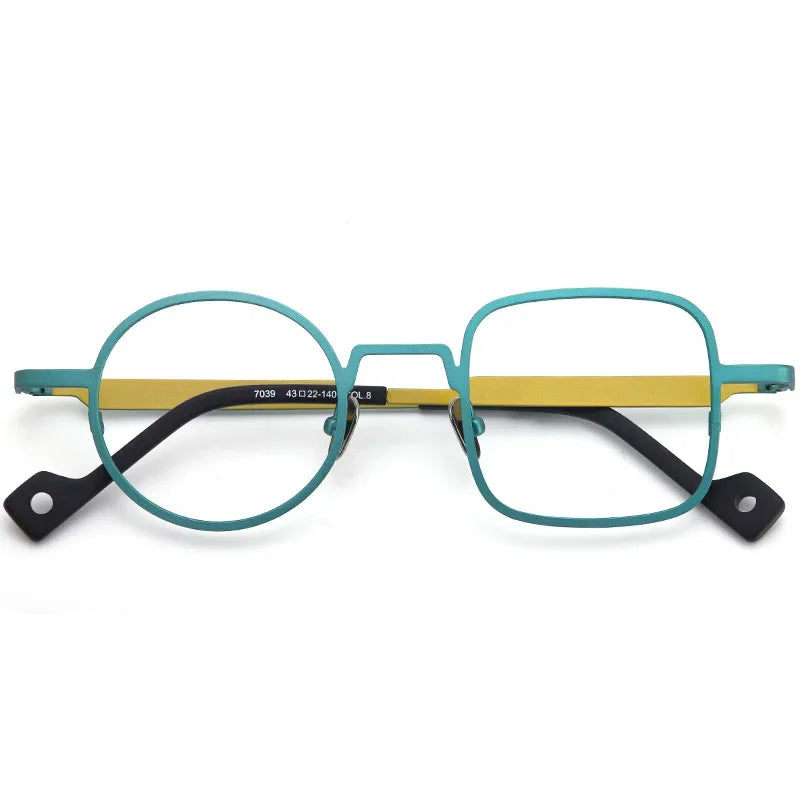 Aror Unisex Full Rim Irregular Round Square Titanium Eyeglasses Frame 47039 - Lightweight Durable Glasses for Work, Reading & Fashion Accessories