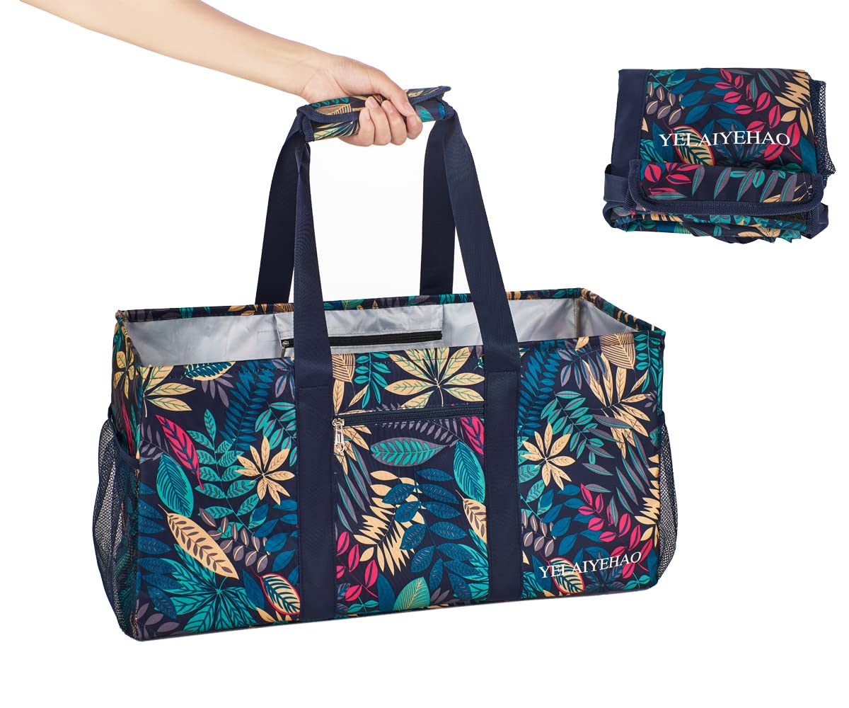 YELAIYEHAO Large Foldable Tote Bag - Heavy Duty Reusable Shopping Bag for Groceries, Beach, Pool, Gym, Travel & Laundry | Collapsible Storage Organizer for Picnic, Camping & Daily Use