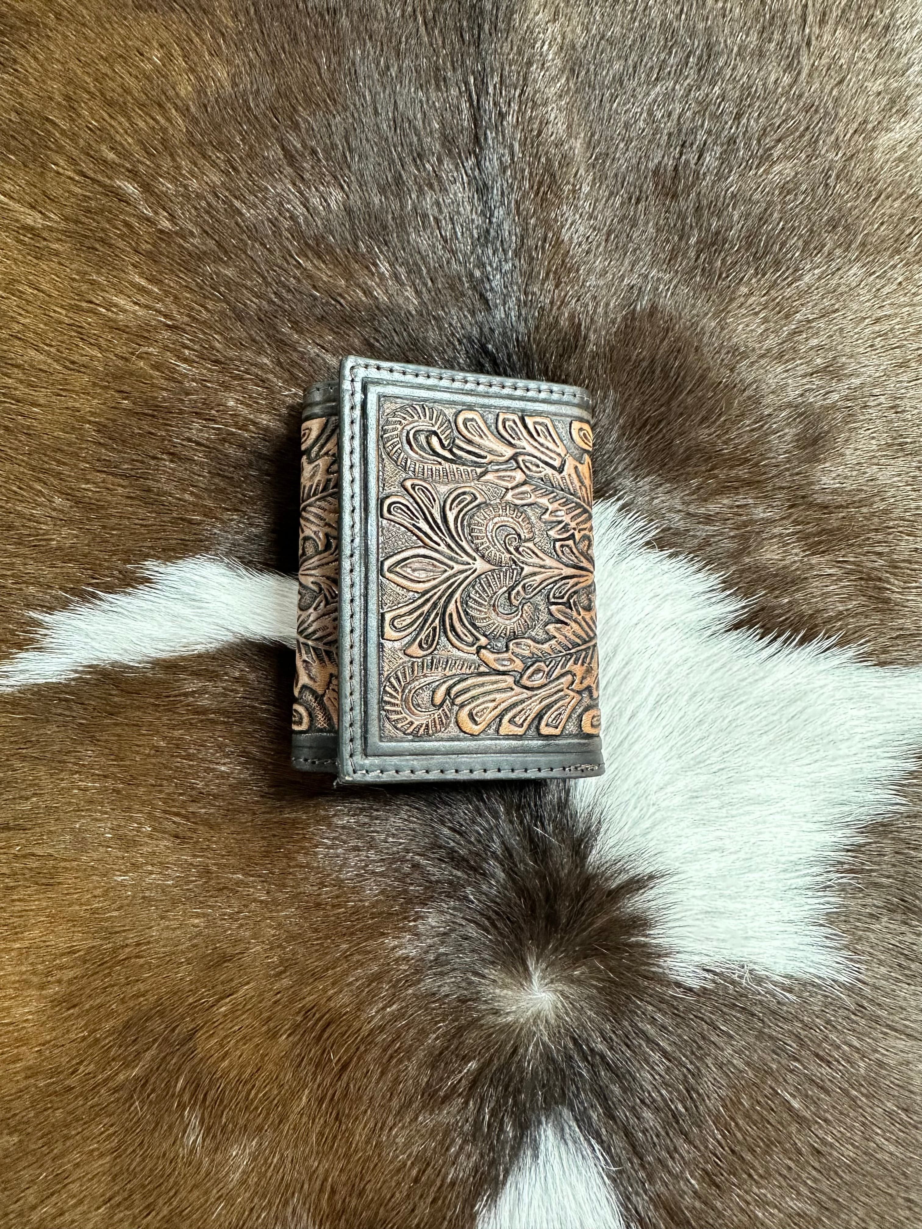 Ranger Black/Brown Floral Leather Wallet for Men - Slim RFID Blocking Bifold Wallet with Money Clip - Perfect for Travel, Business & Everyday Use